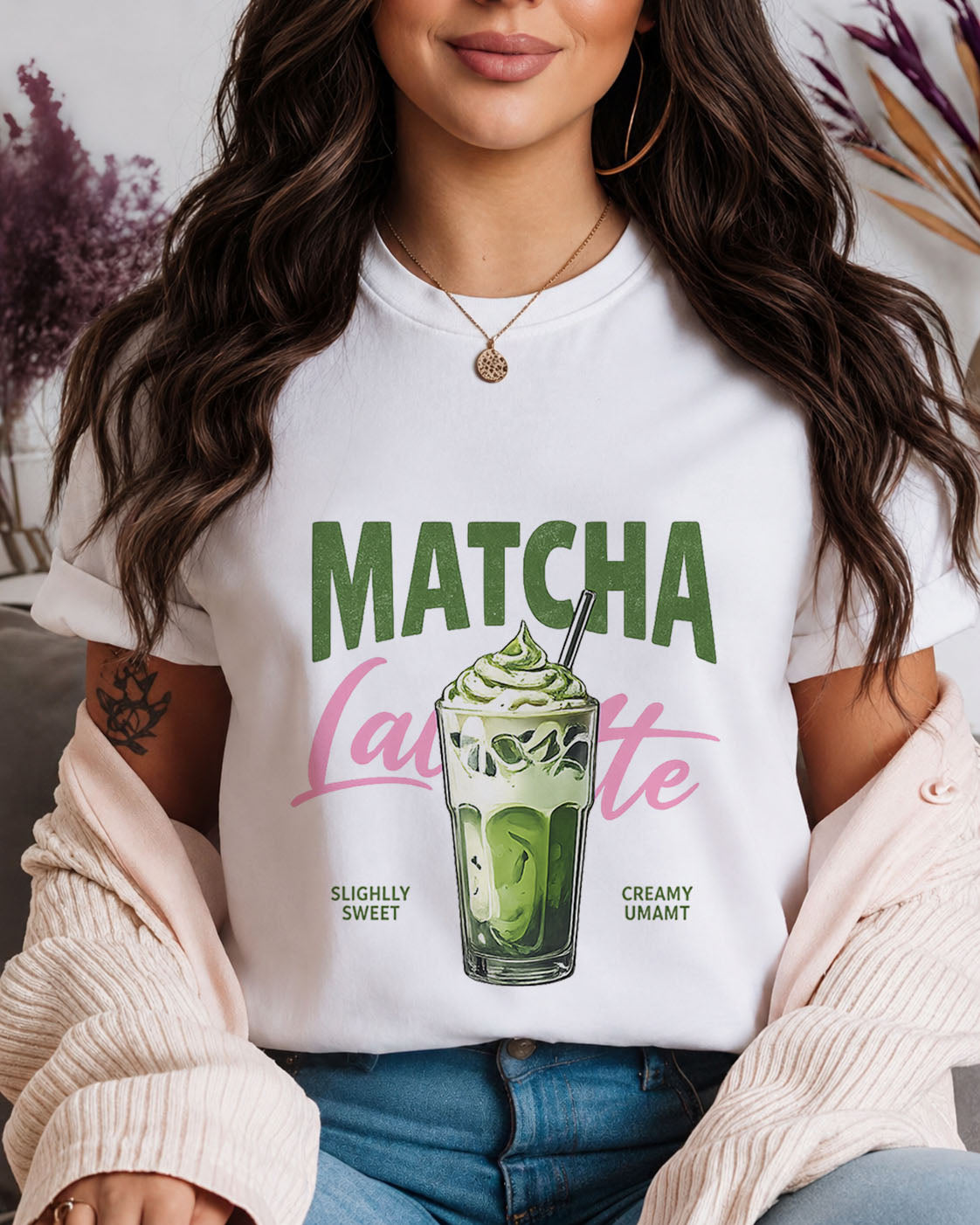 Tricou Dama Matcha Green Alb