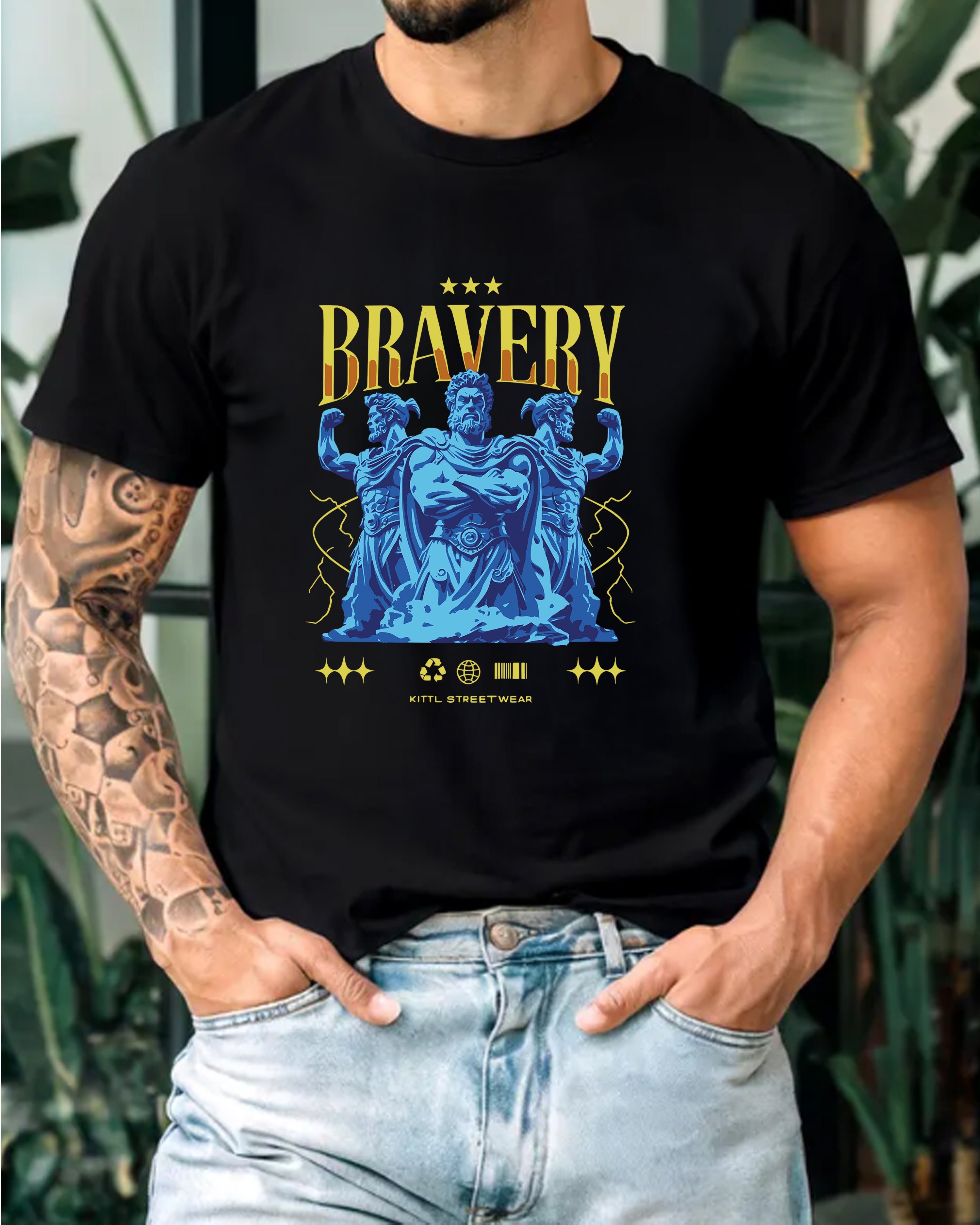 Tricou barbat Bravery, negru