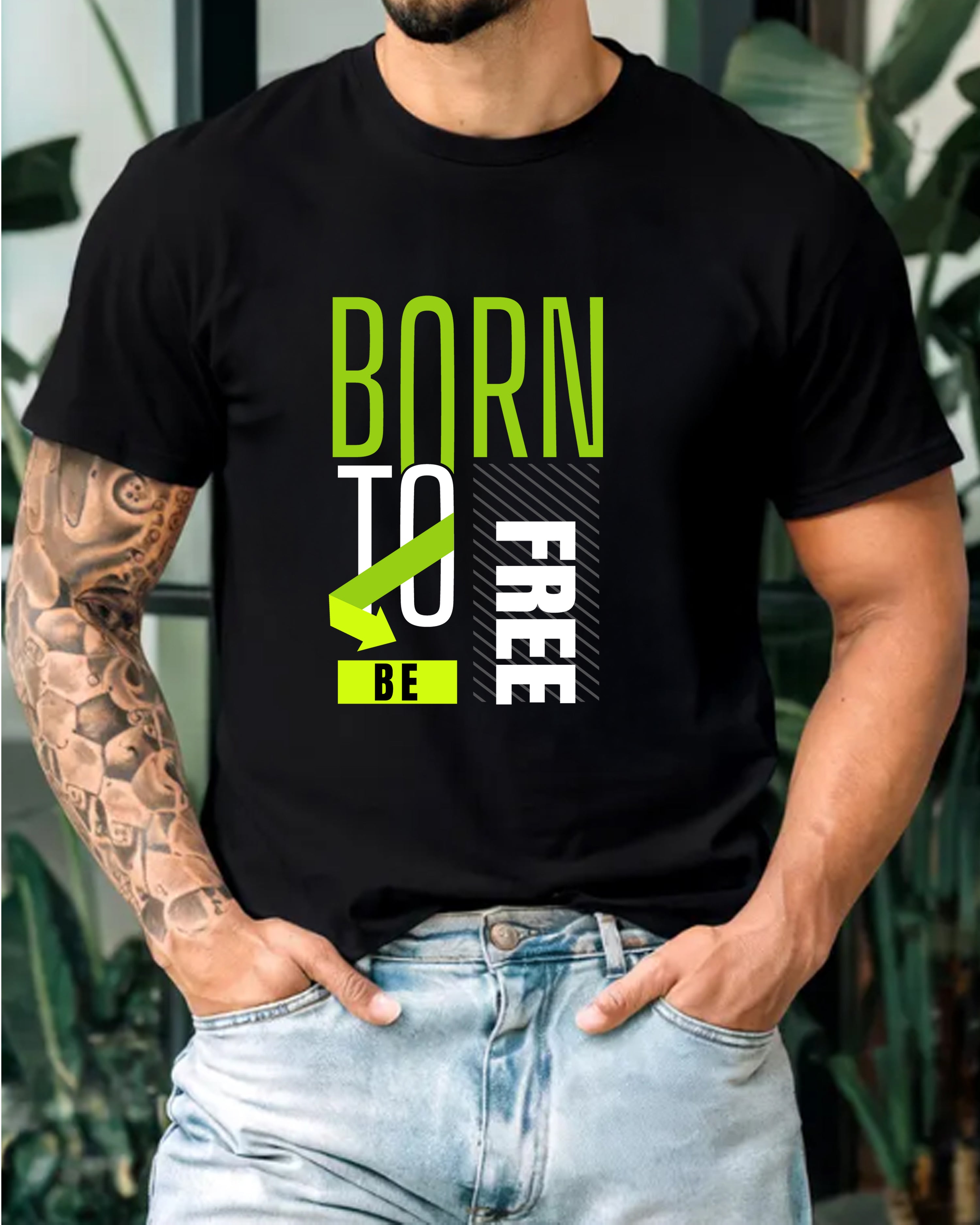 Tricou barbat Born To Be Free, negru