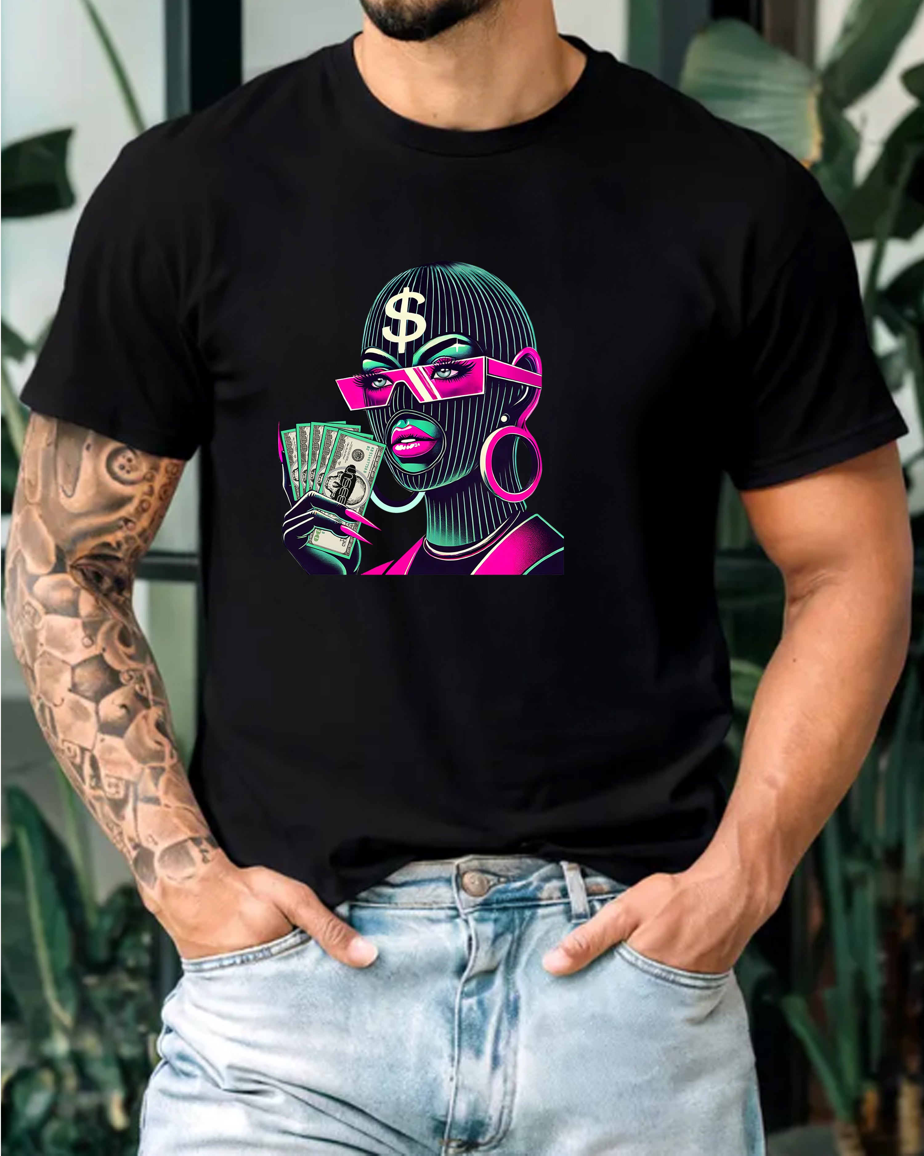 Tricou barbat Girl Pink, negru