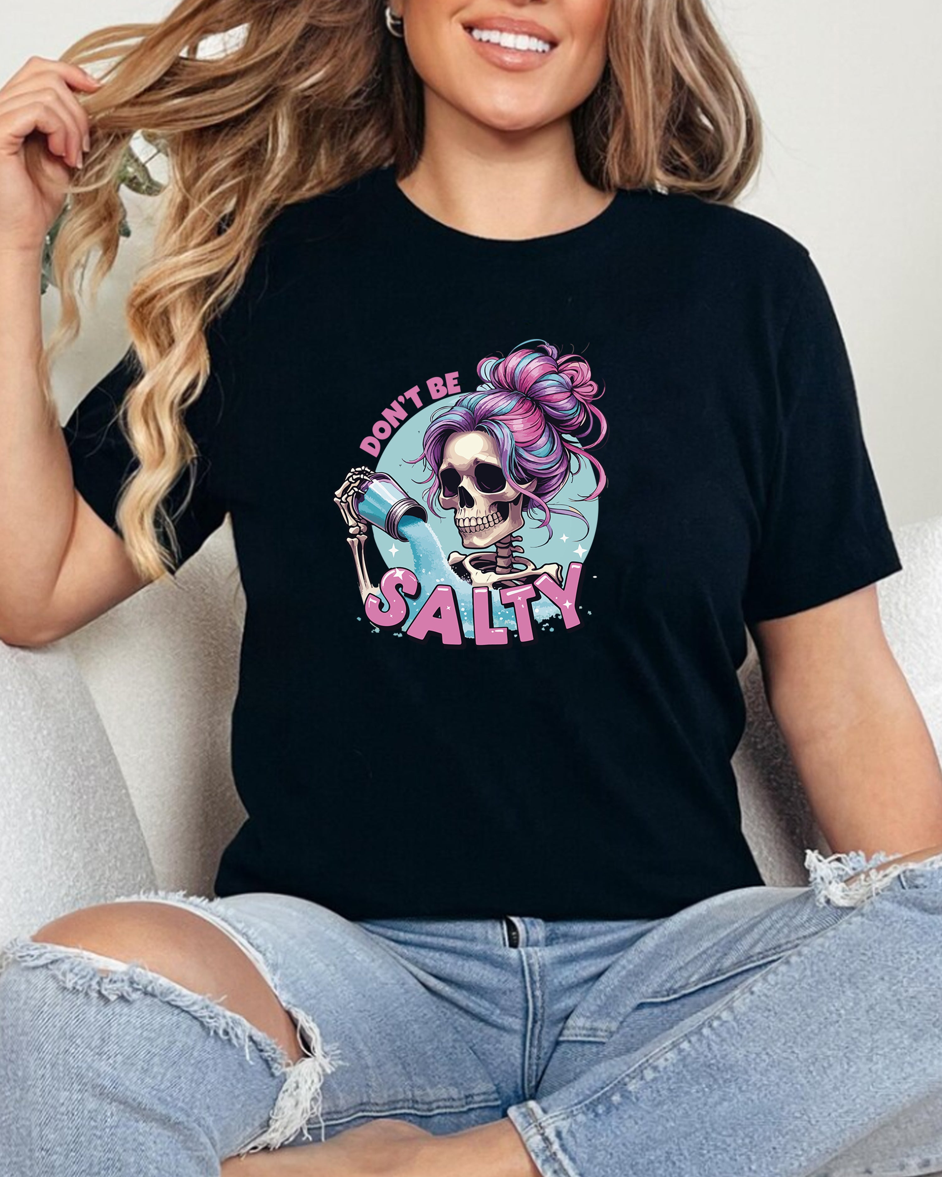 Tricou dama Salty Skull, negru