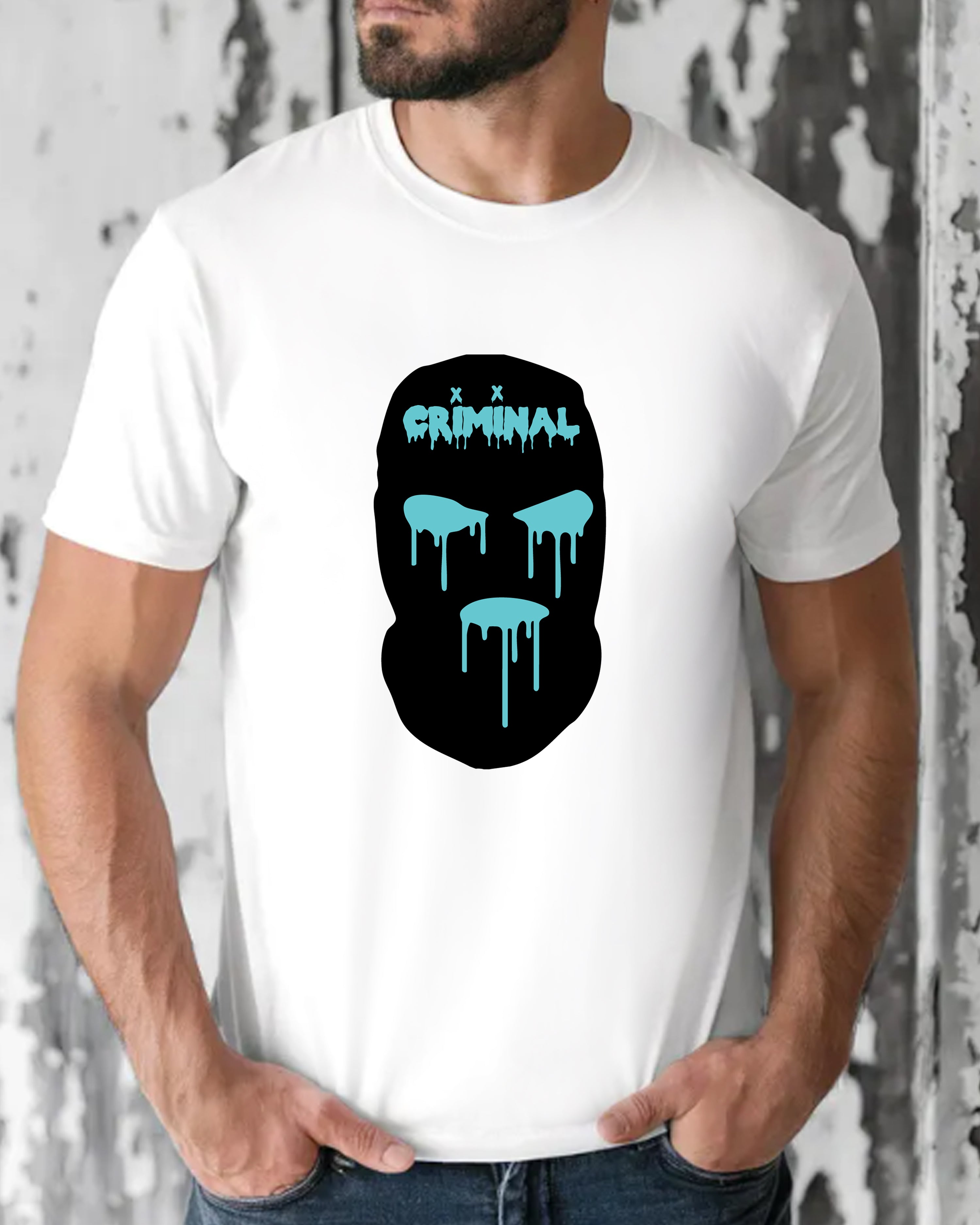 Tricou barbat Camouflage, alb