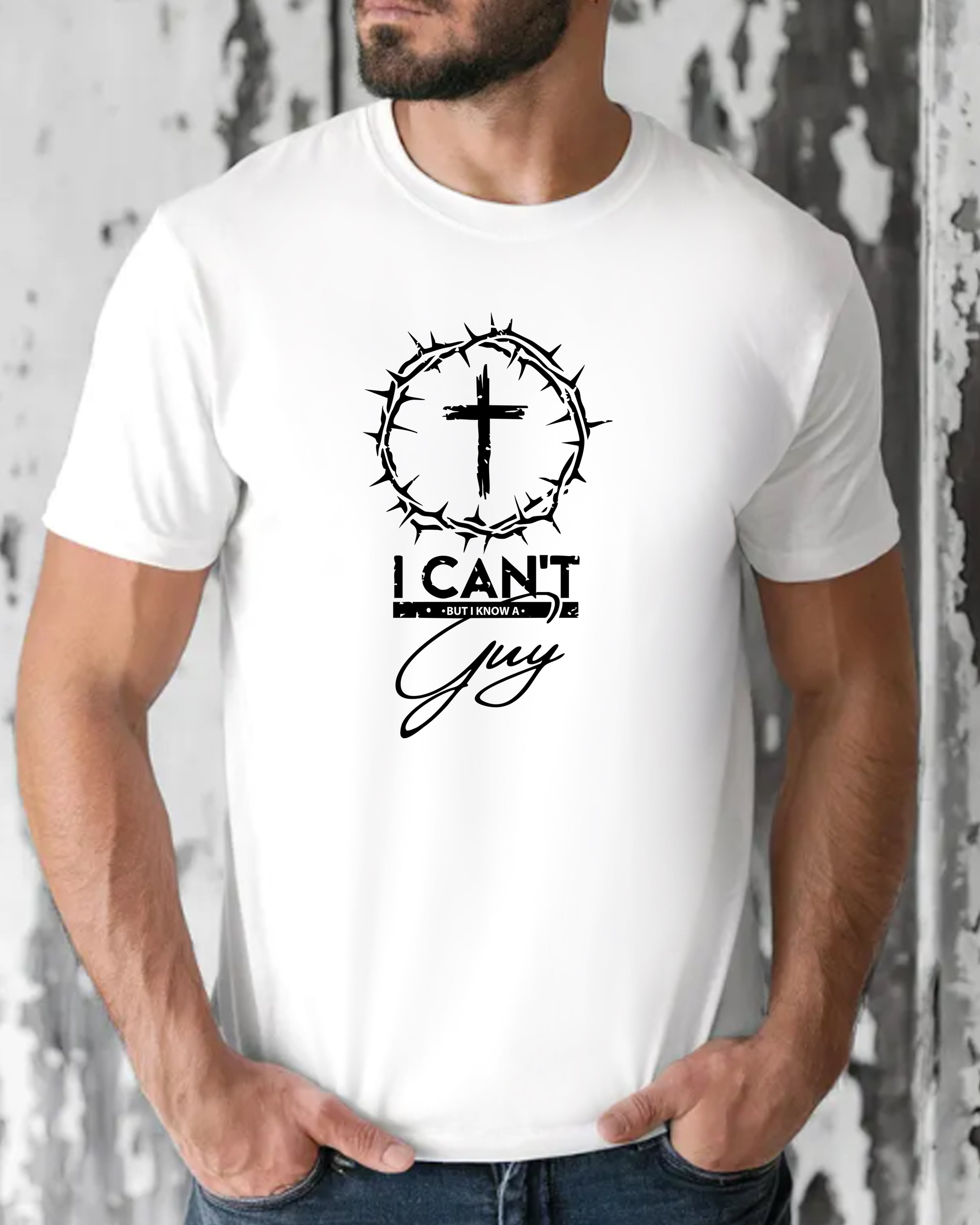 Tricou barbat I Can't,alb