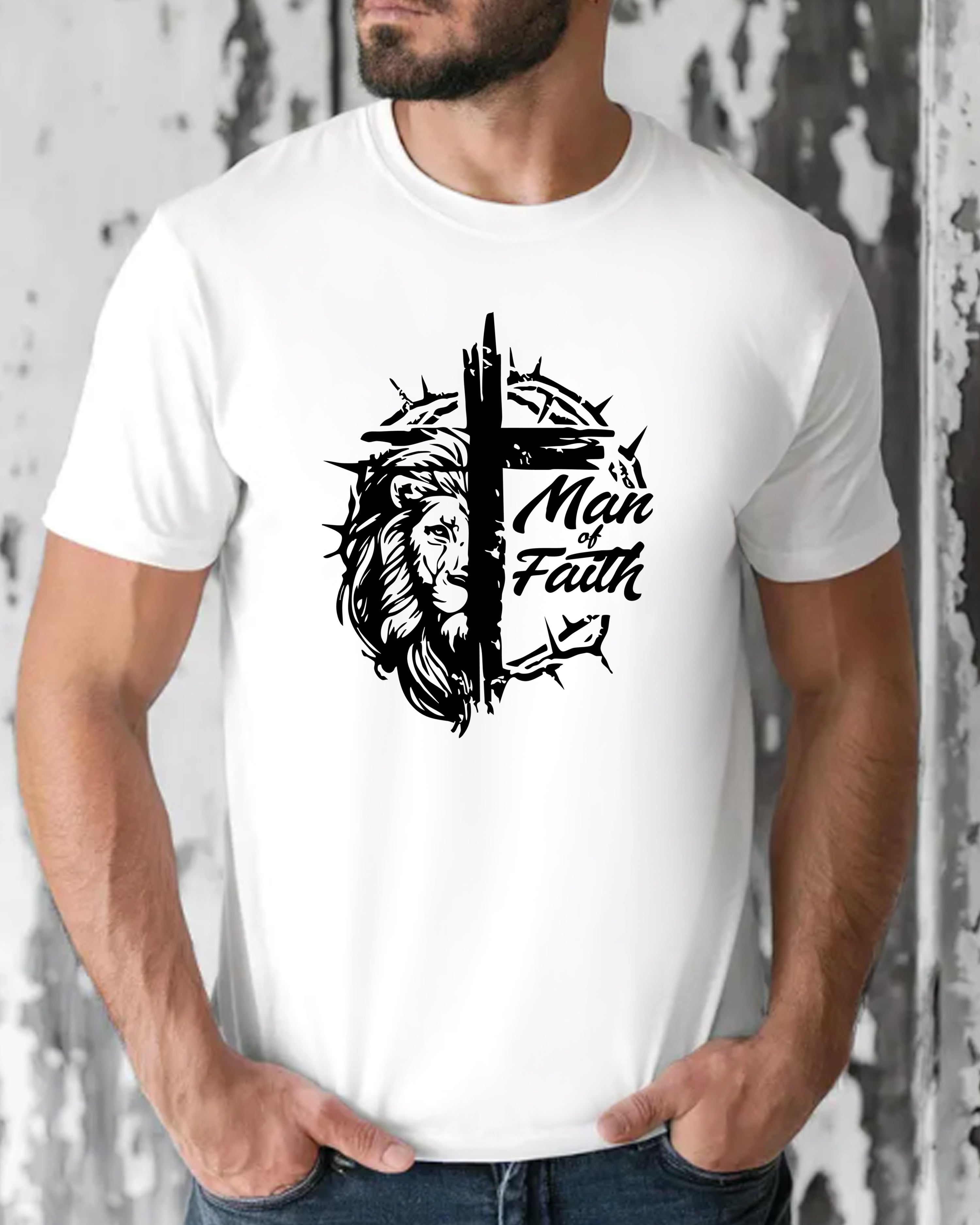 Tricou barbat Man Of Faith, alb