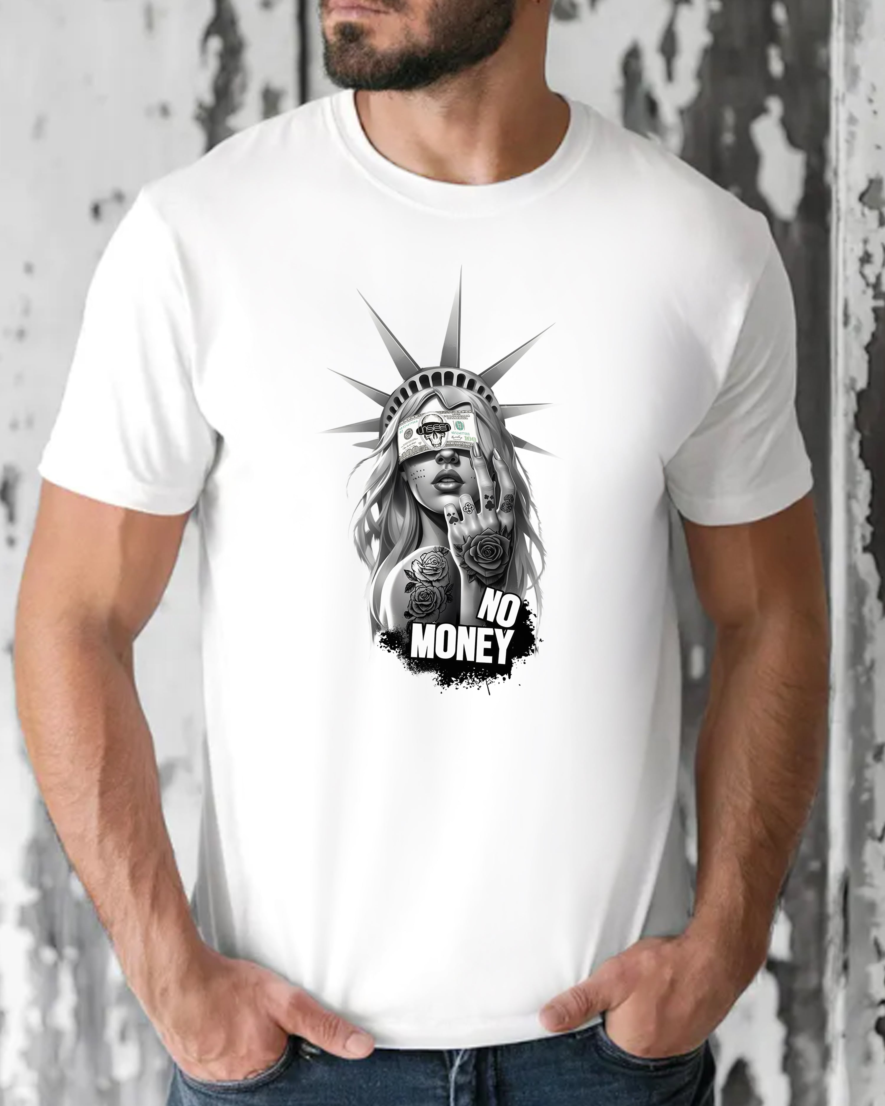 Tricou barbat Urban No Money, alb