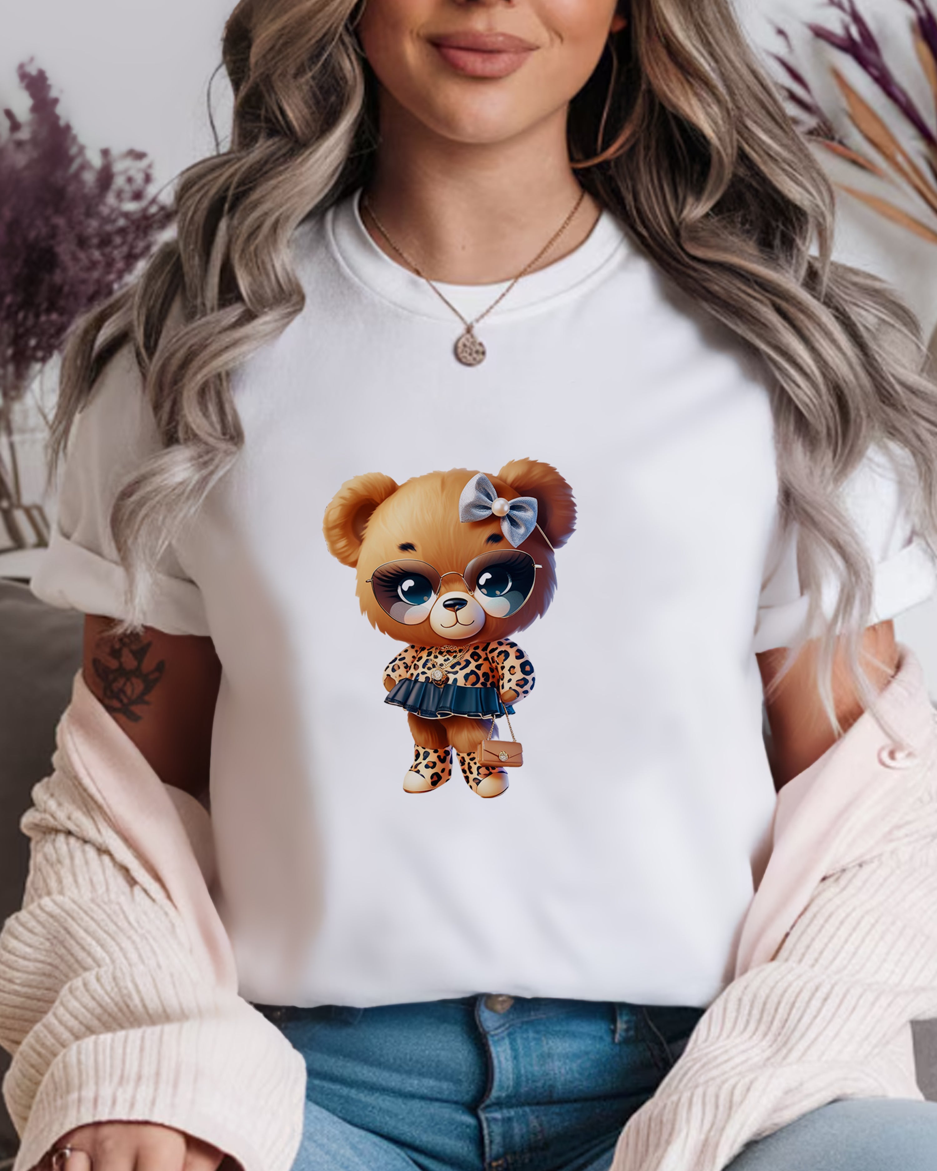 Tricou dama Chic Teddy Vibes, alb