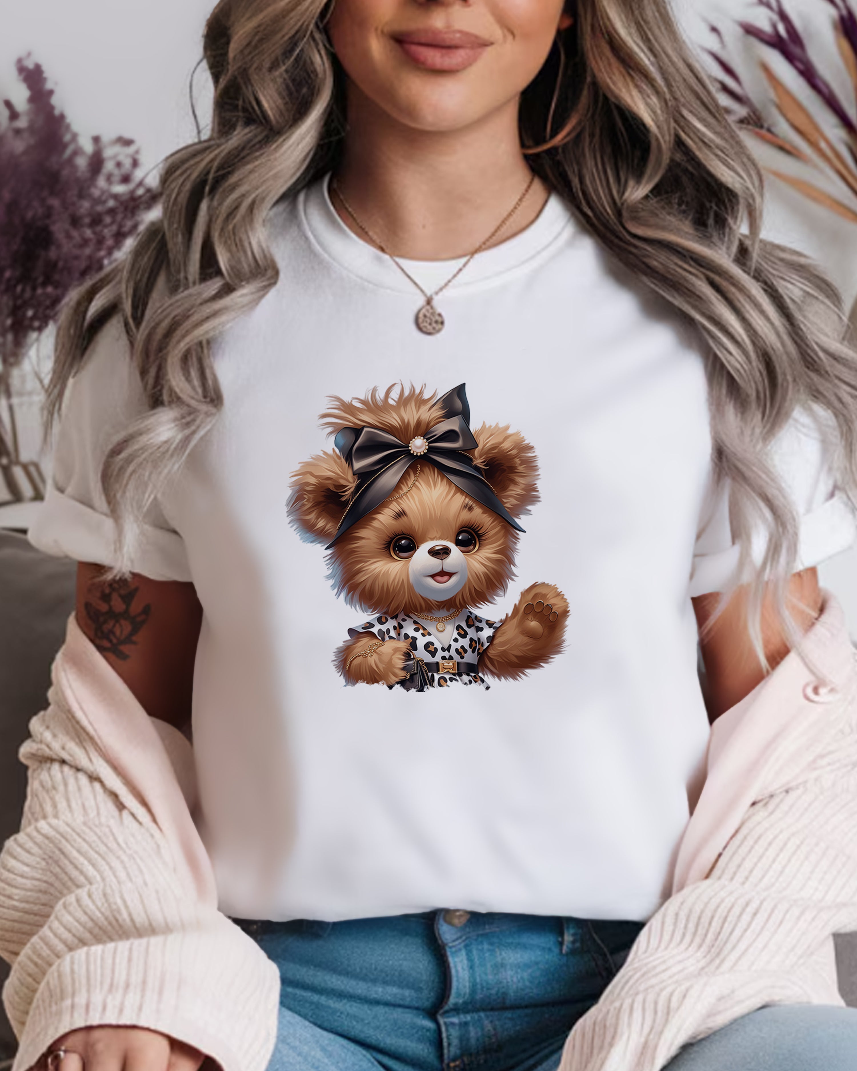 Tricou dama Trendy Teddy Luxe, alb