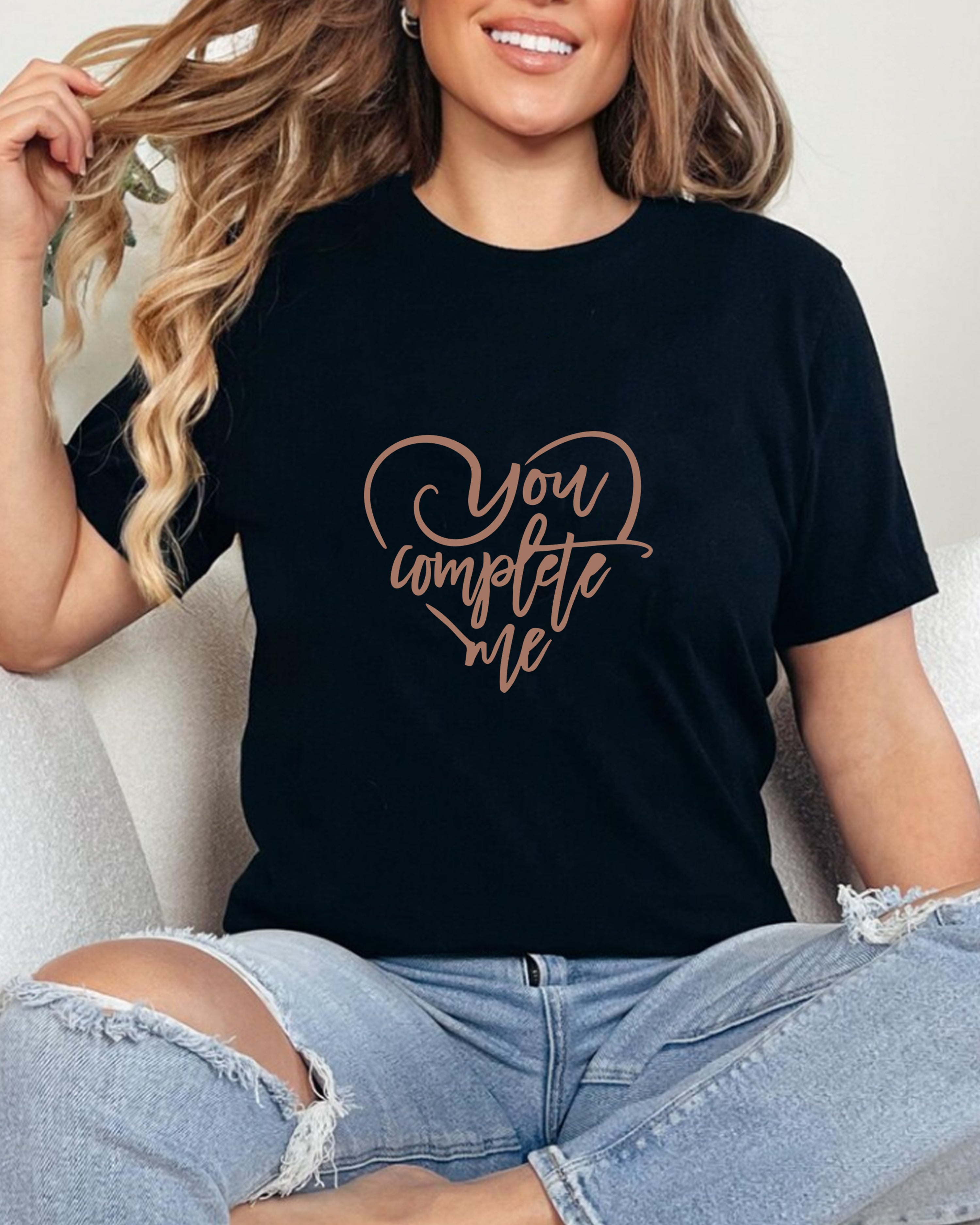 Tricou dama Heart You Complete Me, negru