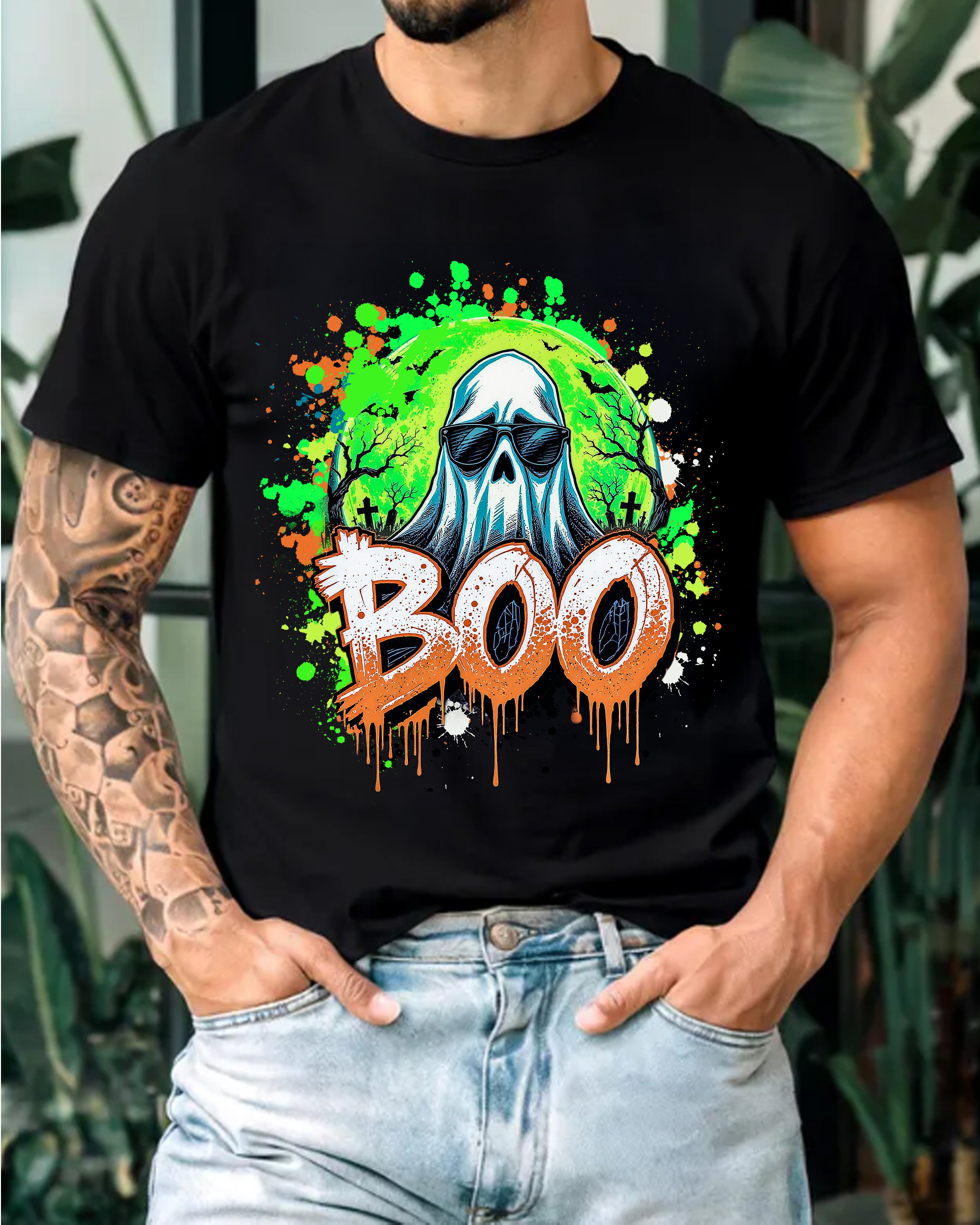 Tricou bărbat Boo Neon Ghost, negru