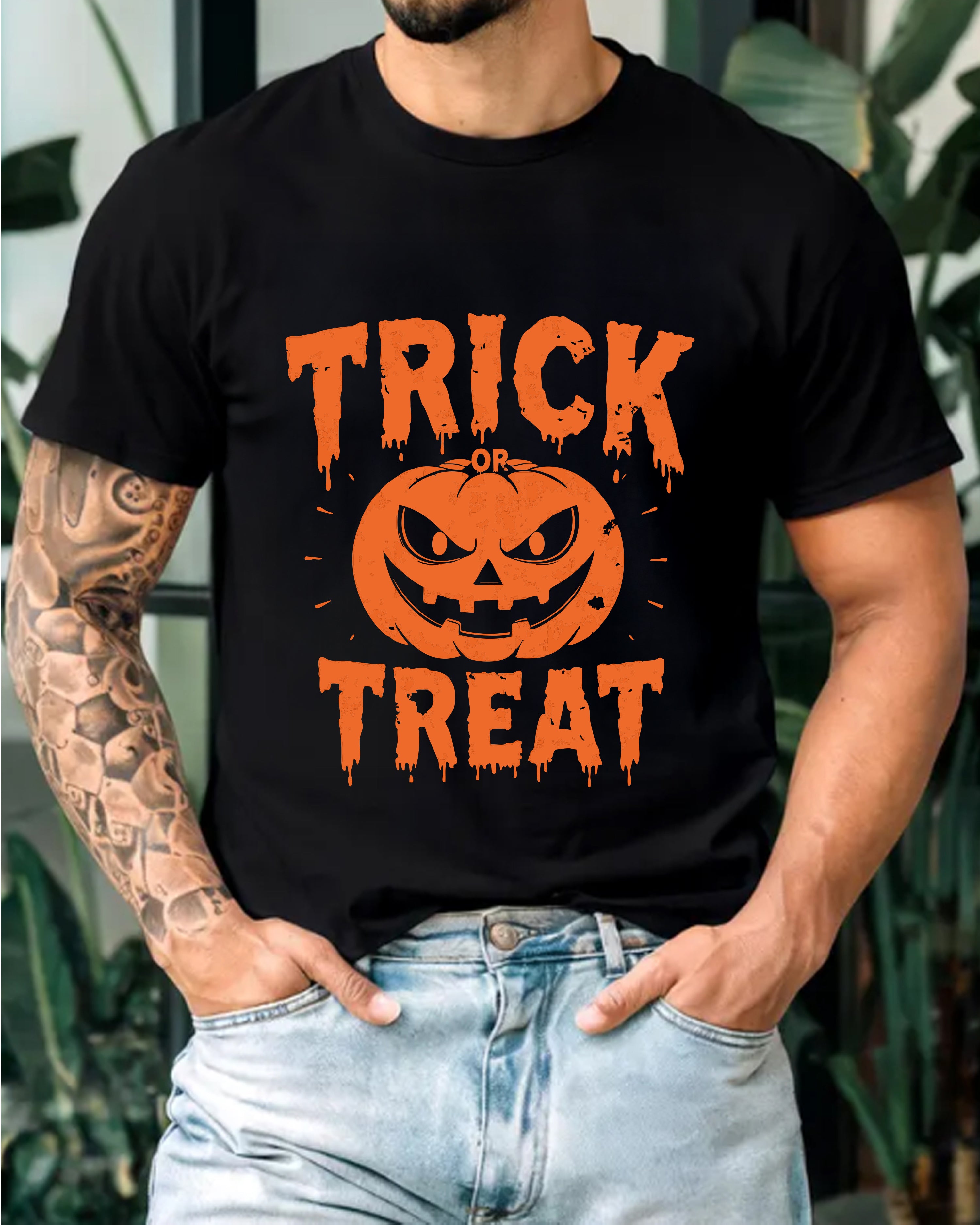 Tricou bărbat Trick or Treat Dovleac, negru
