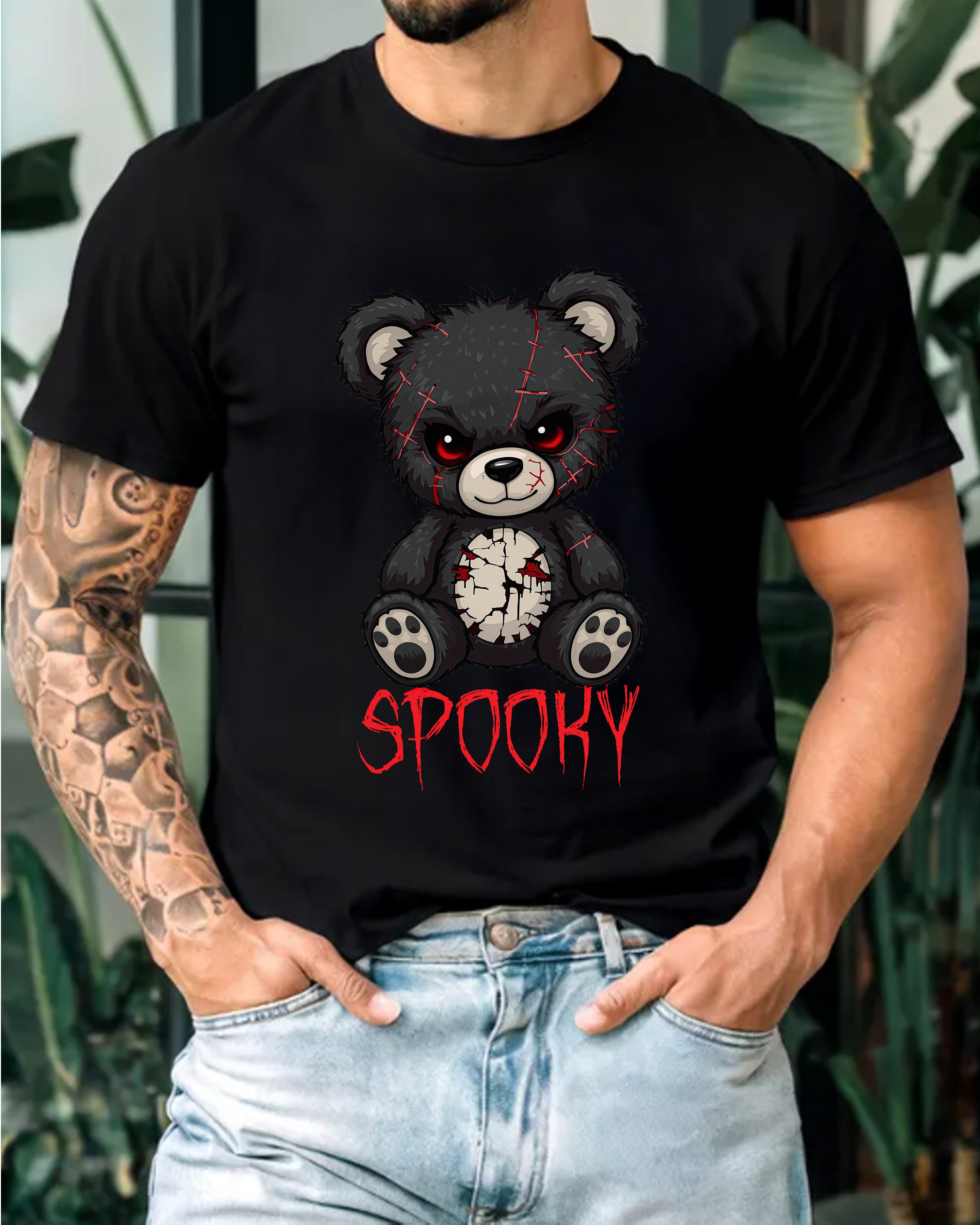 Tricou bărbat Ursuleț Halloween, negru
