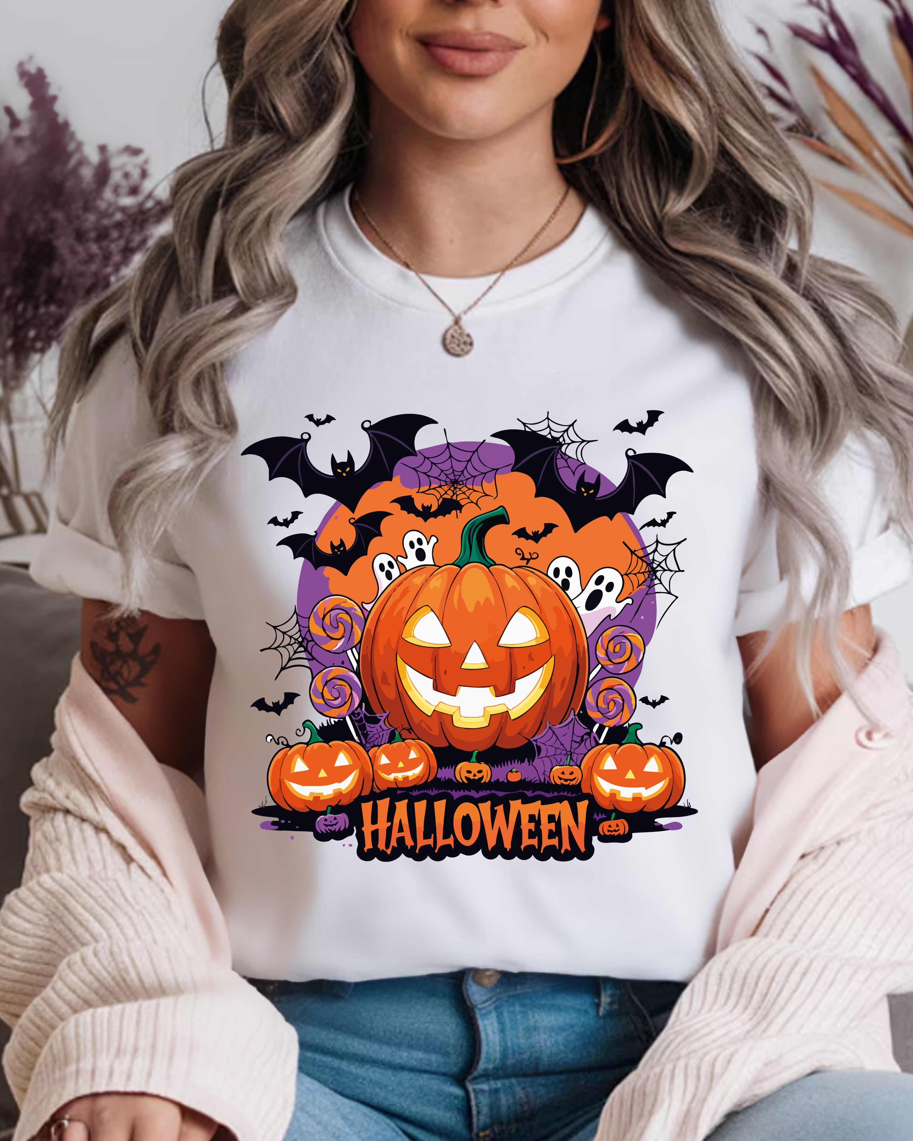 Tricou damă Dovleac Vesel, alb