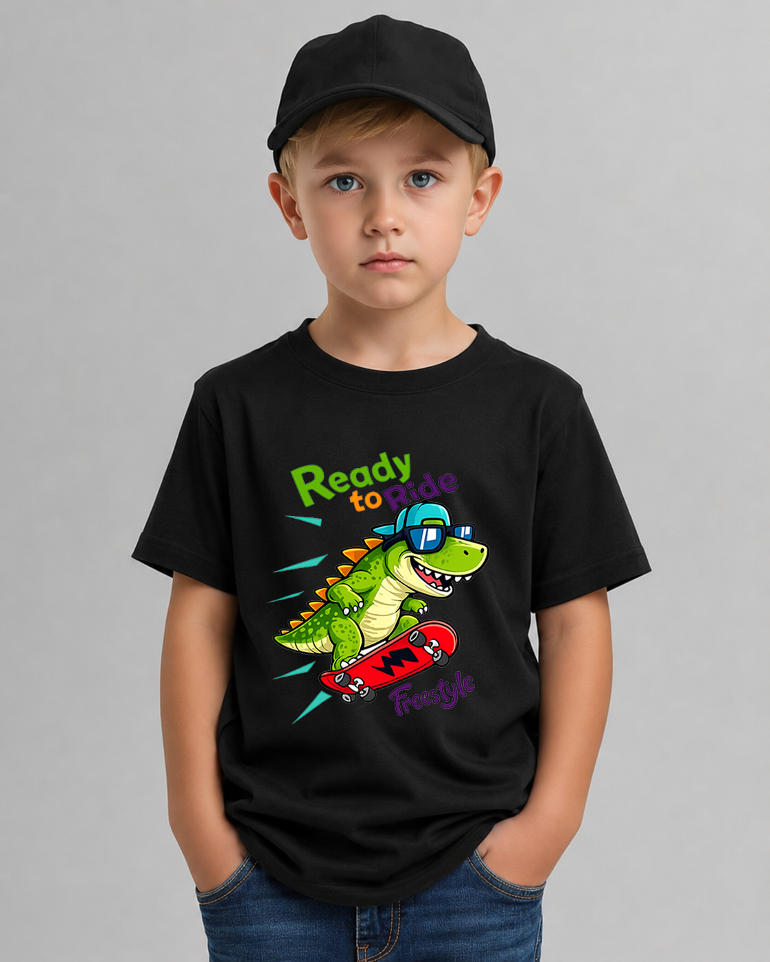 Tricou Copii Ready to Ride Negru