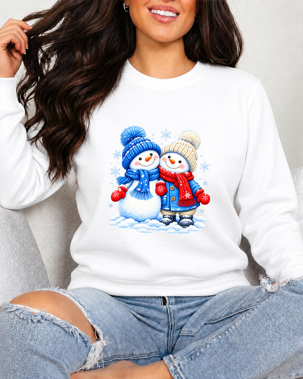 Bluză Damă Snowman Couple Alb - Unseen