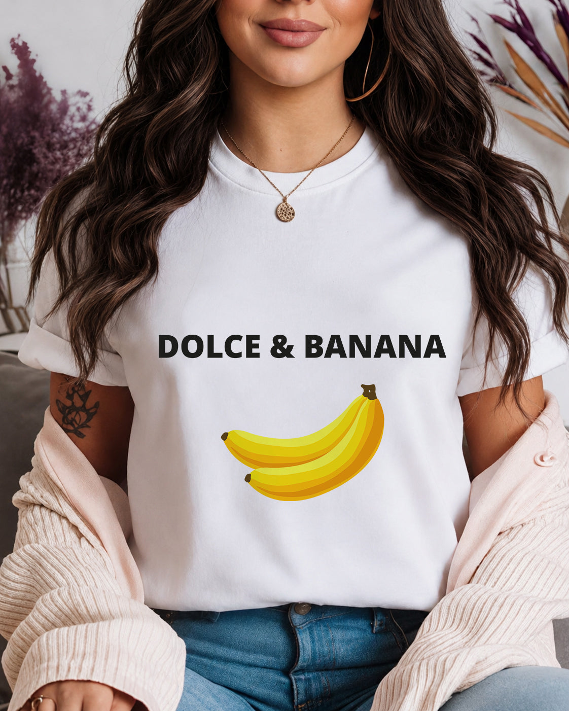 Tricou Dama Dolce & Banana Alb