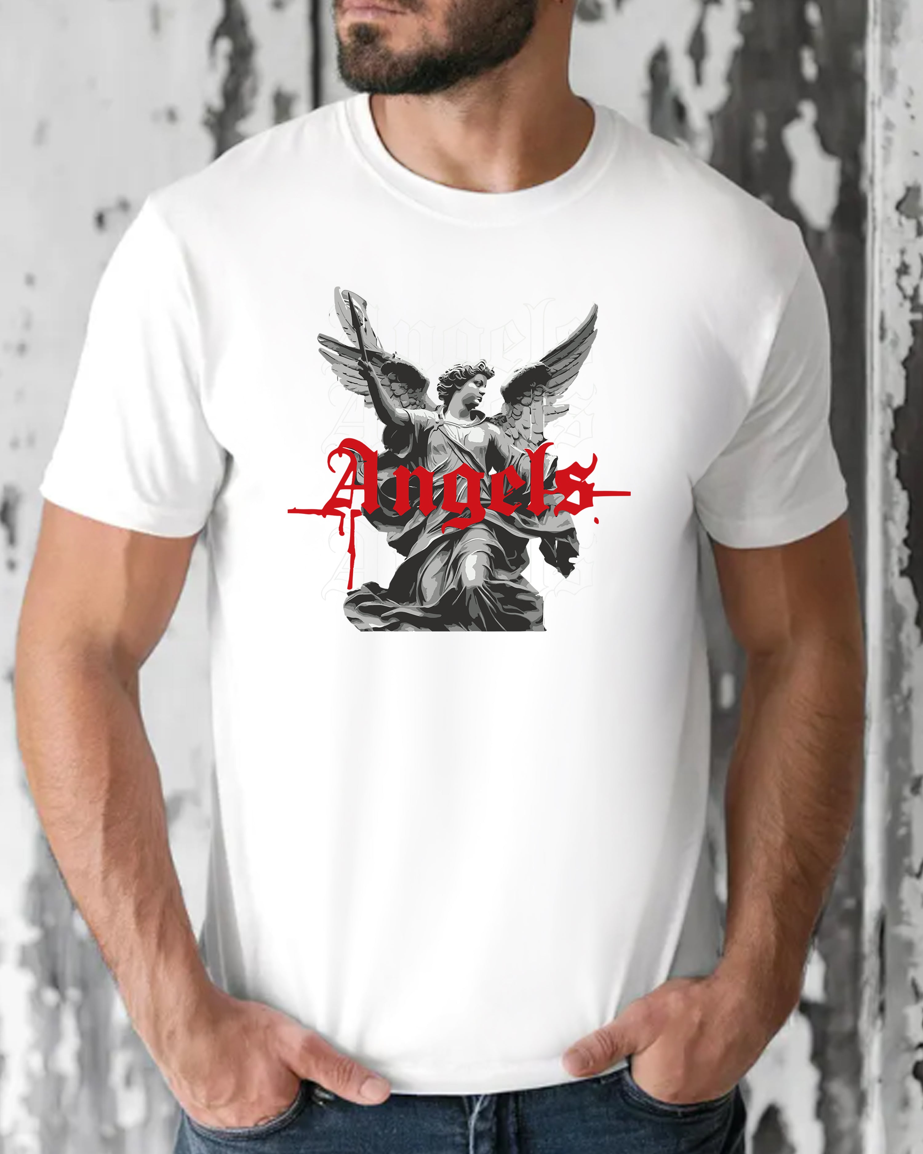 Tricou barbat Angels, alb