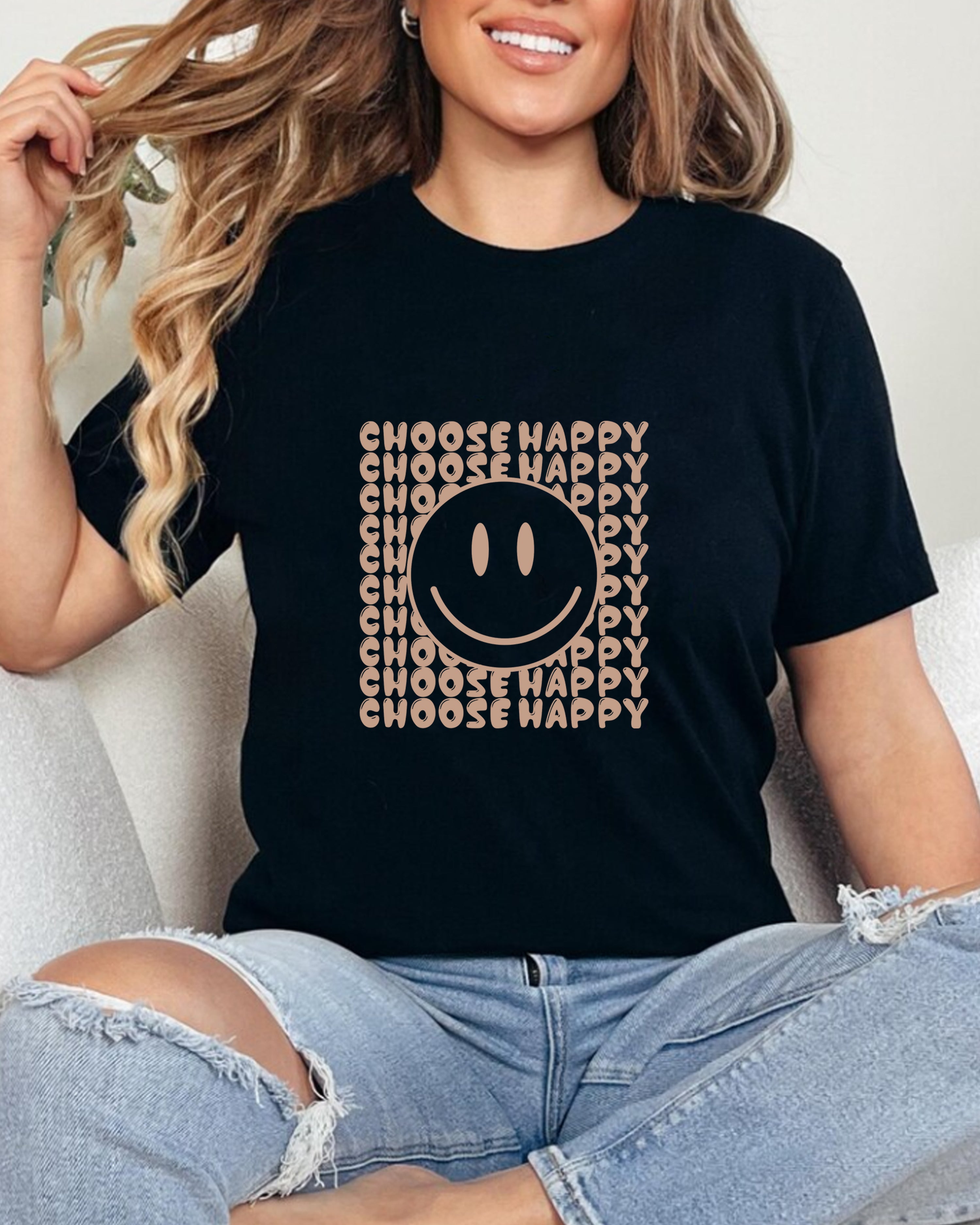 Tricou dama Choose Happy, negru