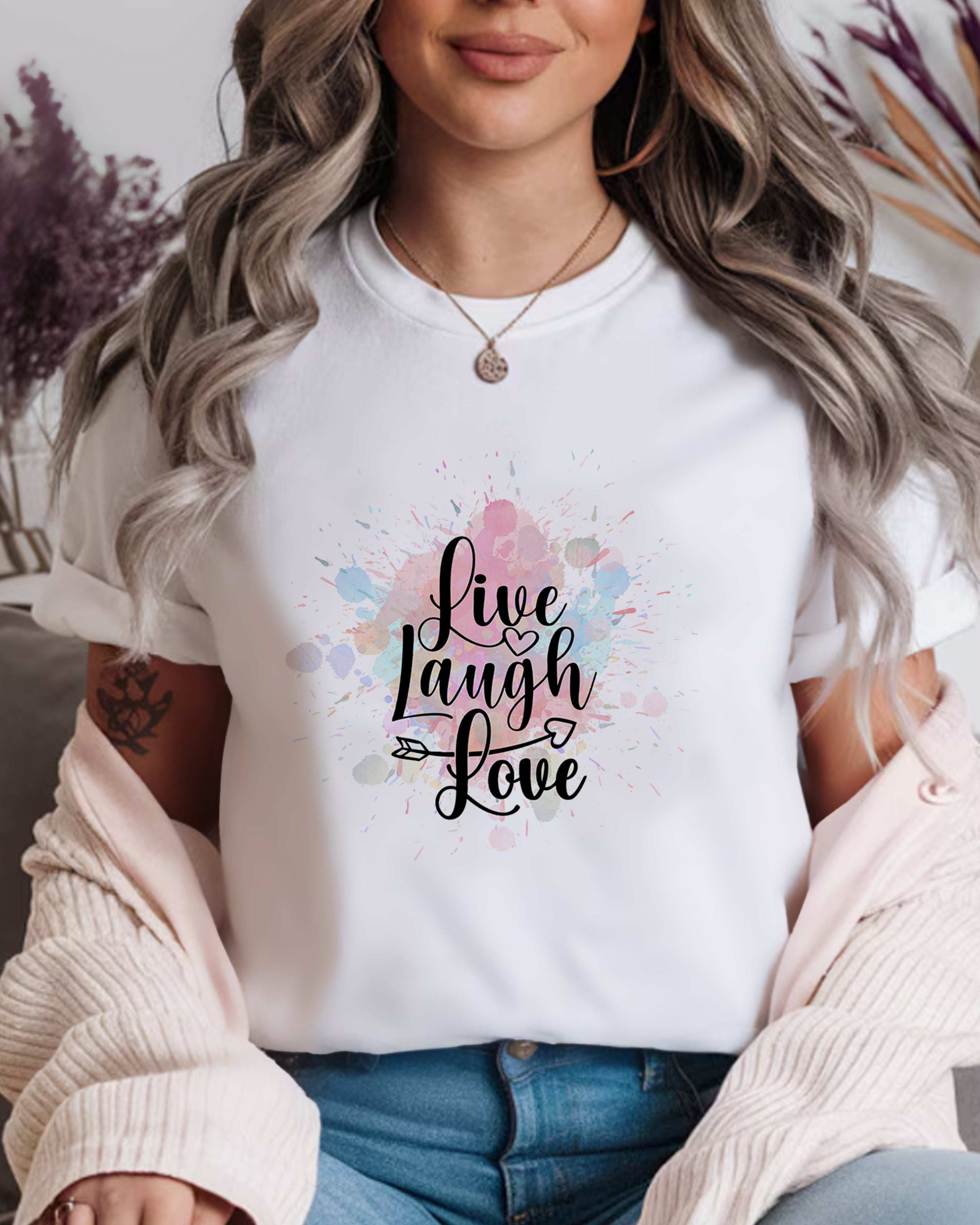 Tricou dama Live Free, alb