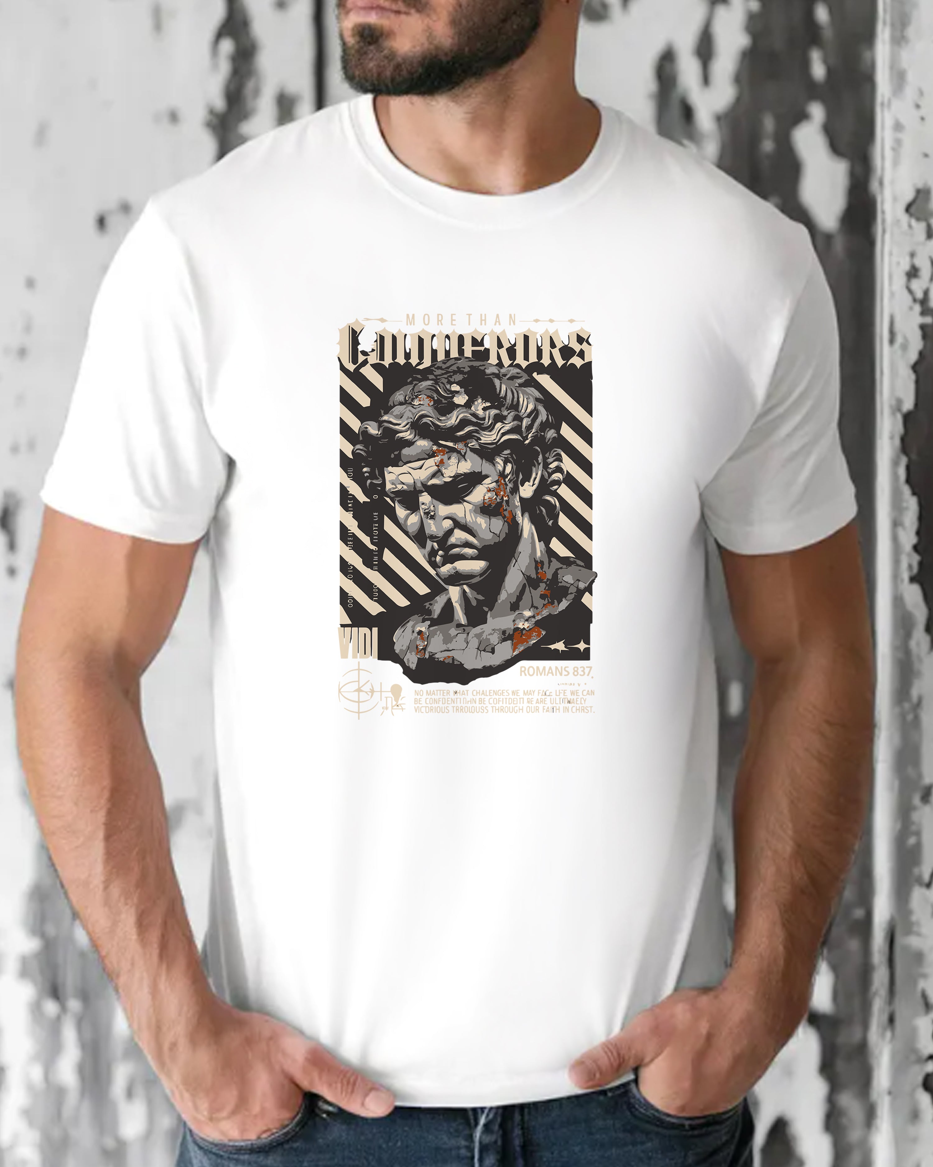 Tricou barbat Romans, alb