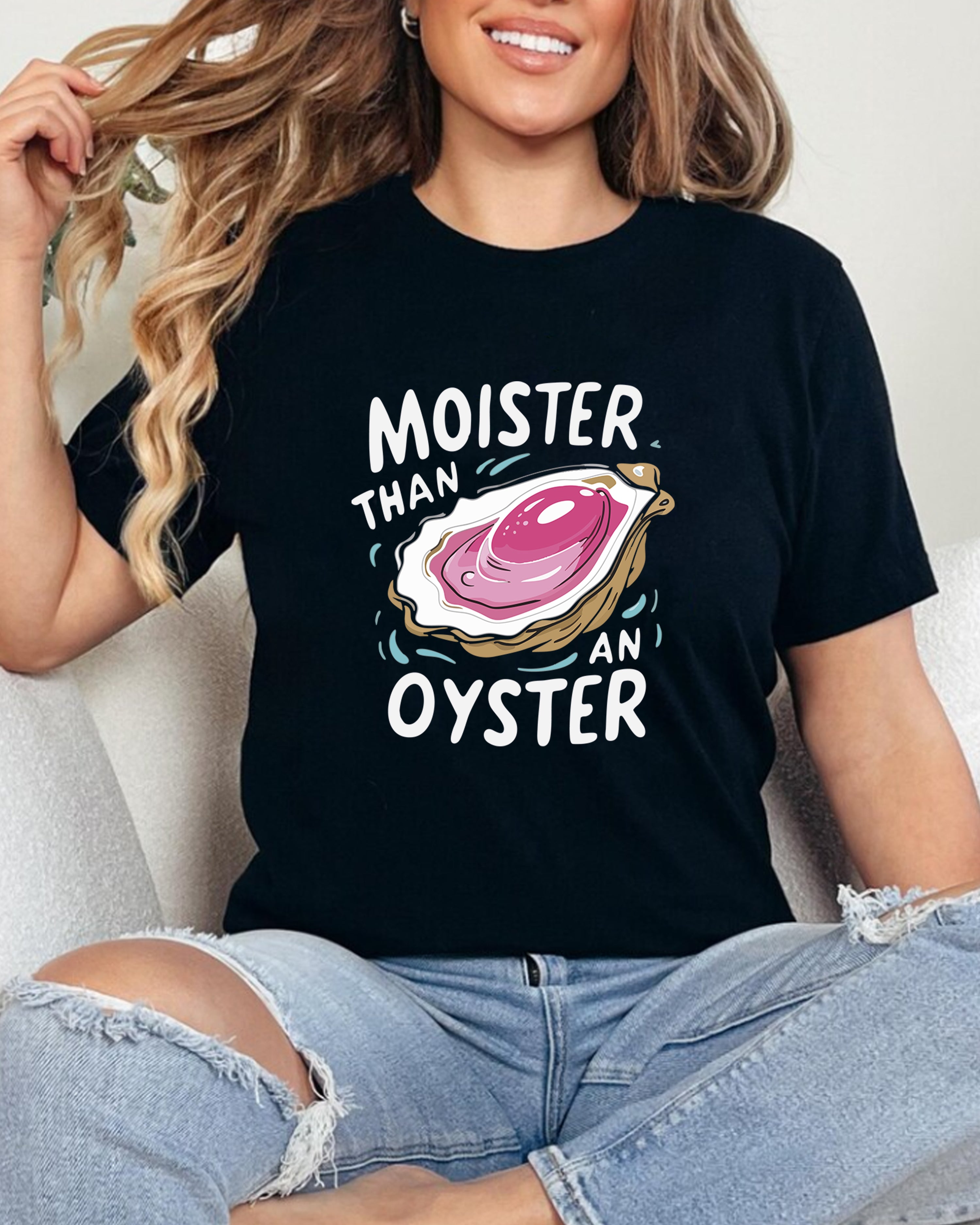 Tricou dama Moister Than Oyster, negru