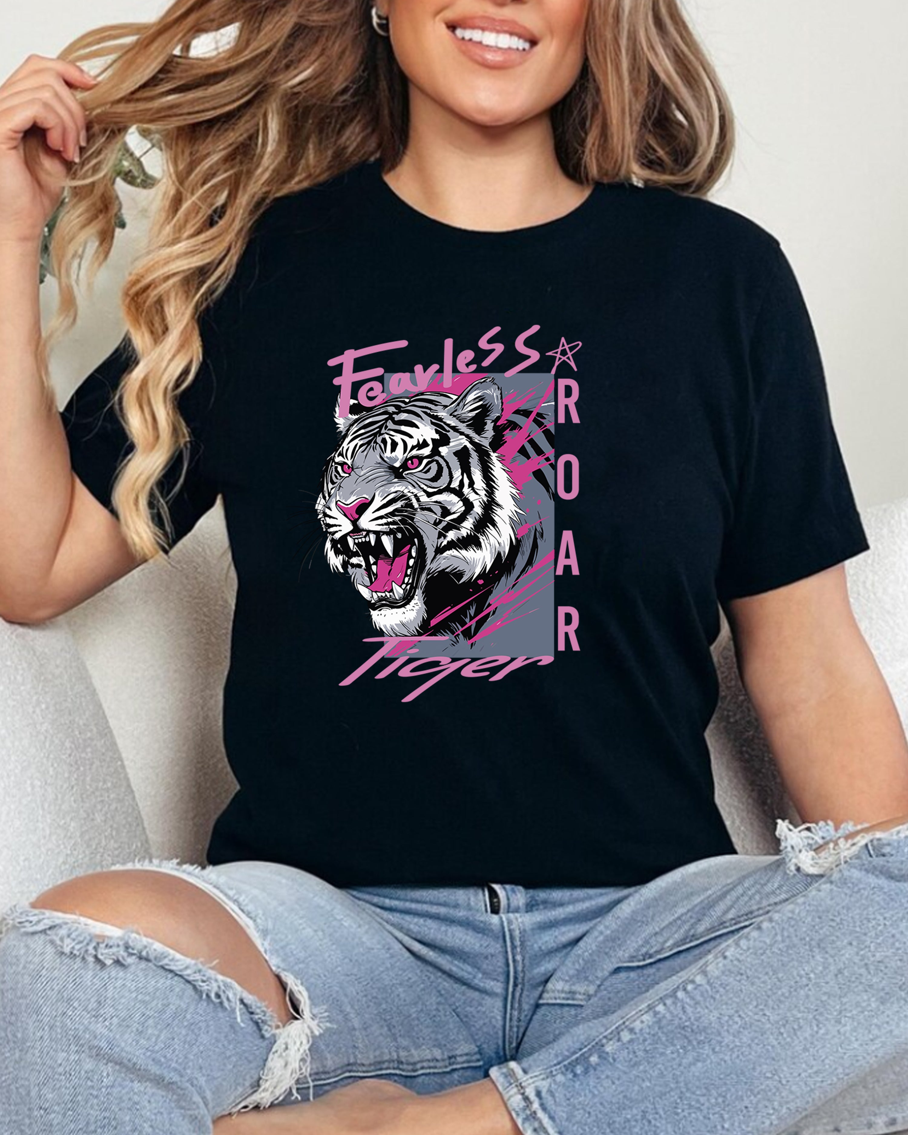 Tricou dama Punk Rock Tiger, negru
