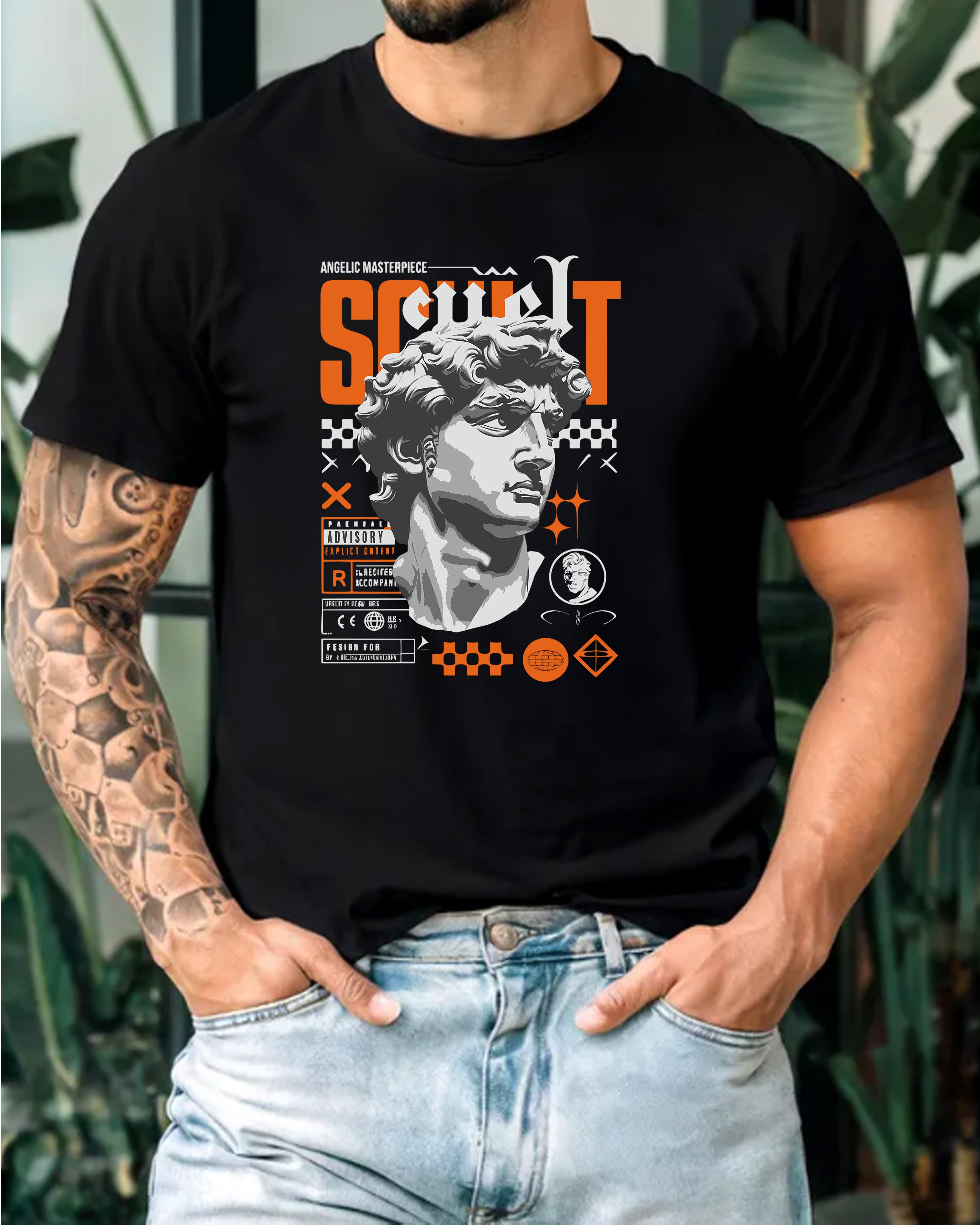 Tricou barbat Angelic, negru