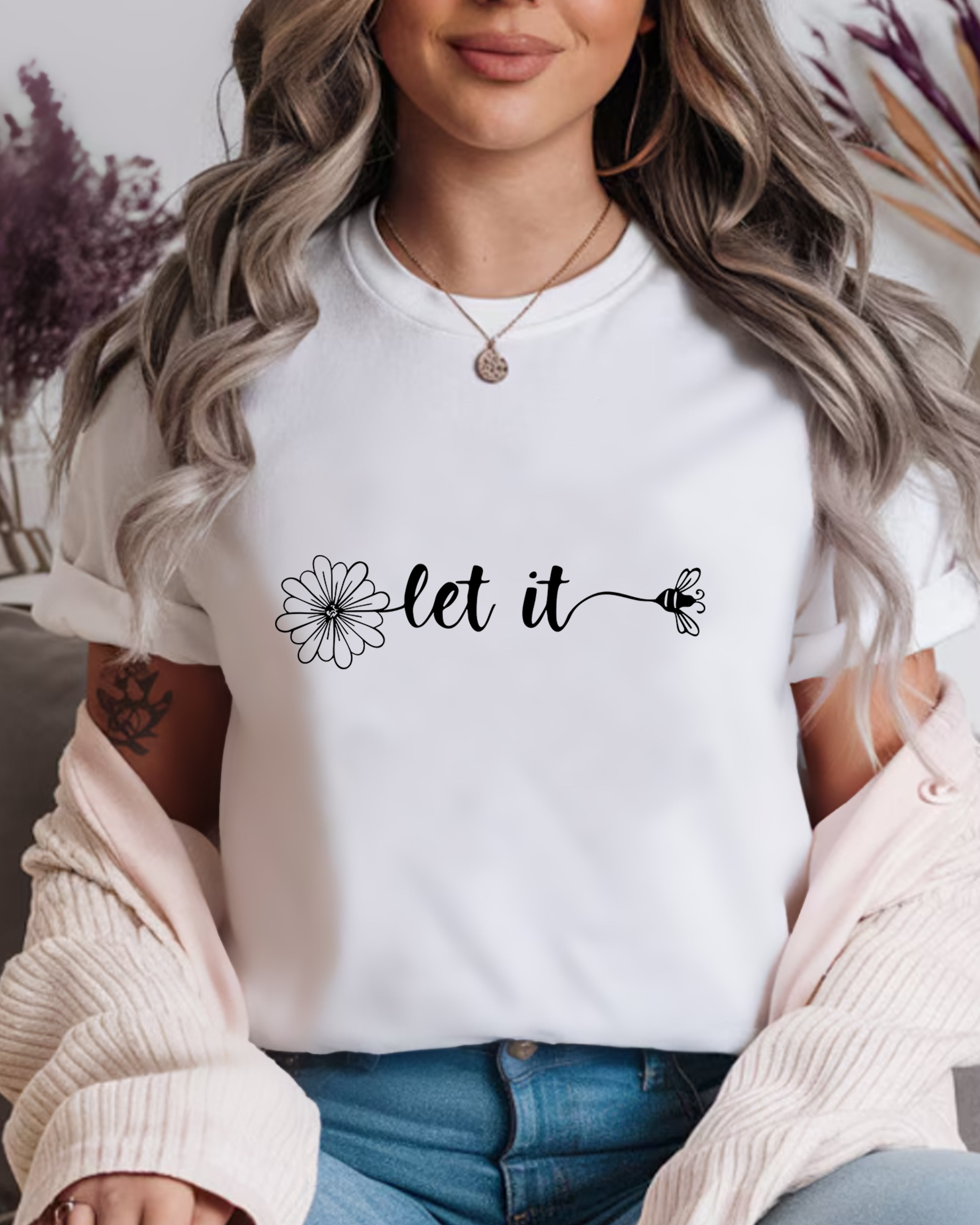 Tricou dama Let It Bee, alb