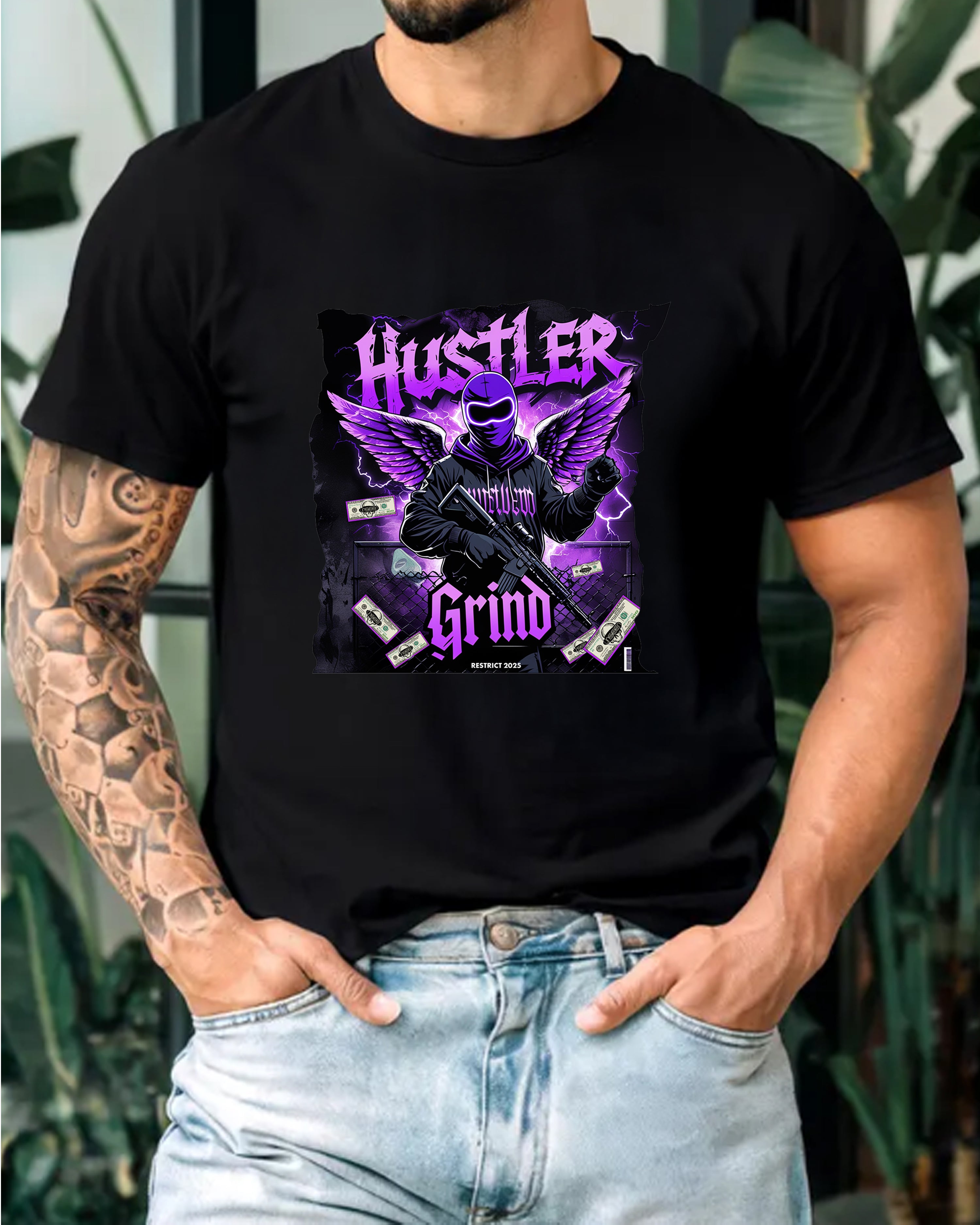 Tricou barbat Hustler, negru