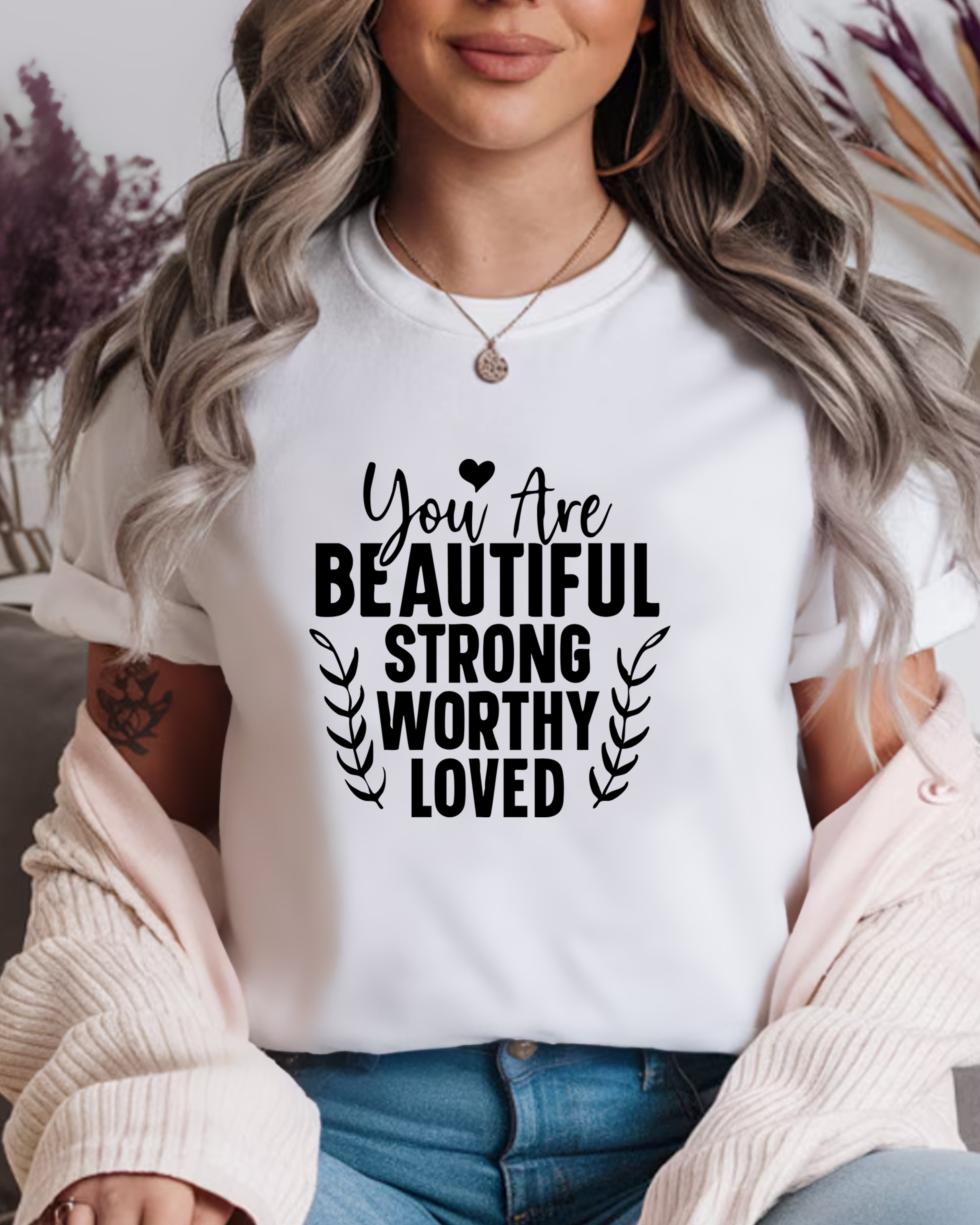 Tricou dama Worthy Loved, alb
