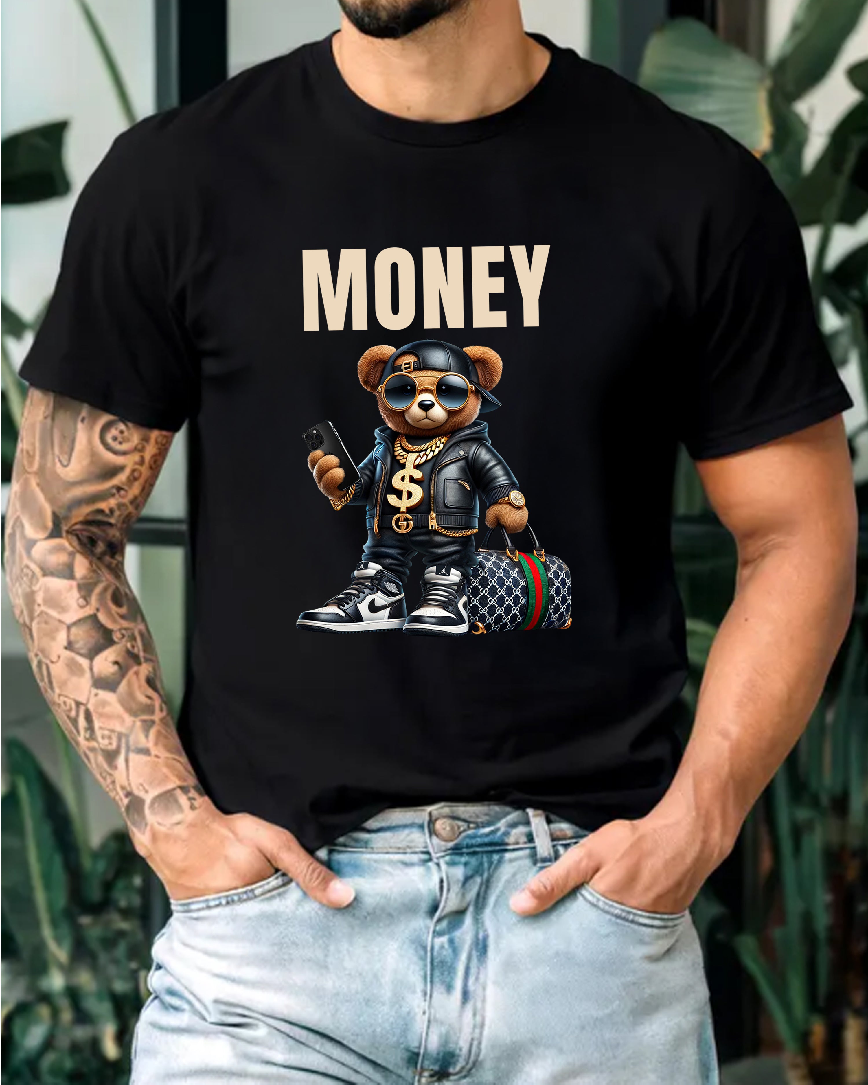 Tricou barbat Ursulet Money, negru