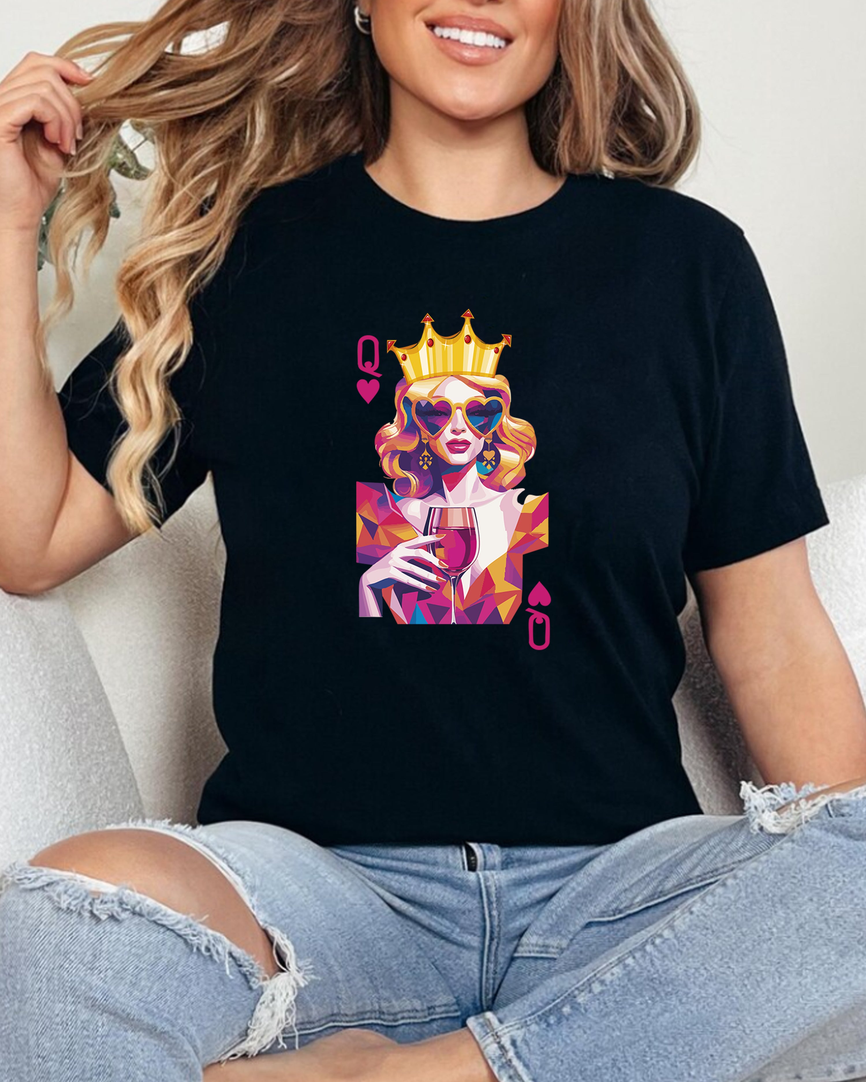 Tricou dama Queen Crown, negru