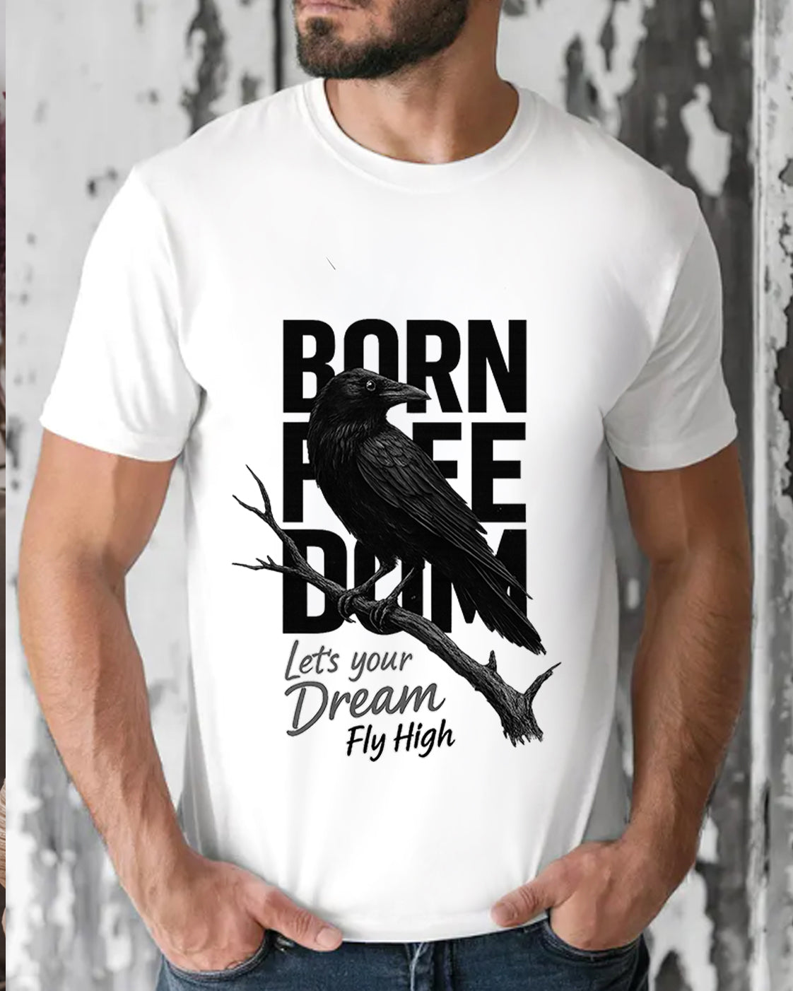 Tricou Barbat Born Free Alb