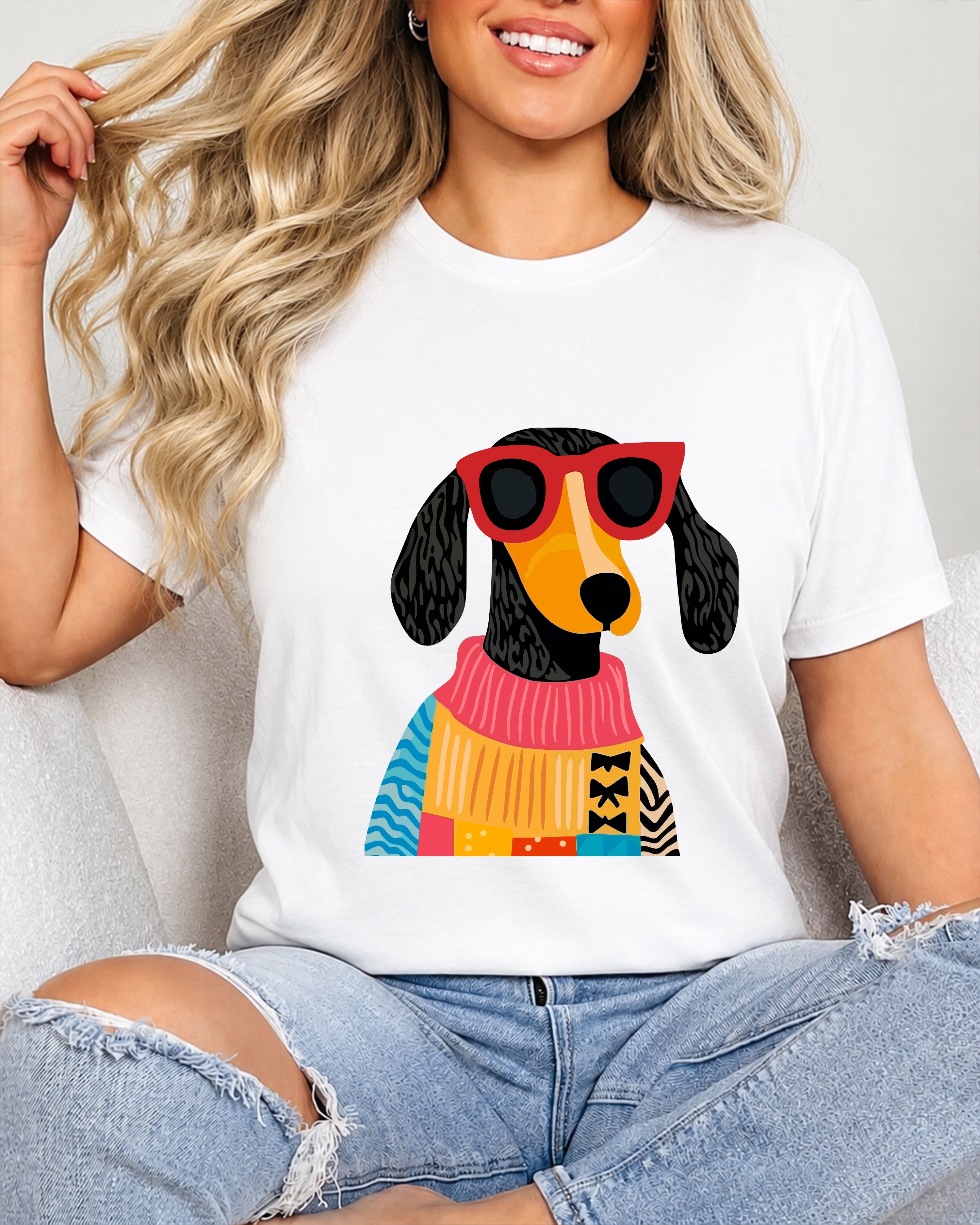 Tricou Dama Fashion Dog Alb