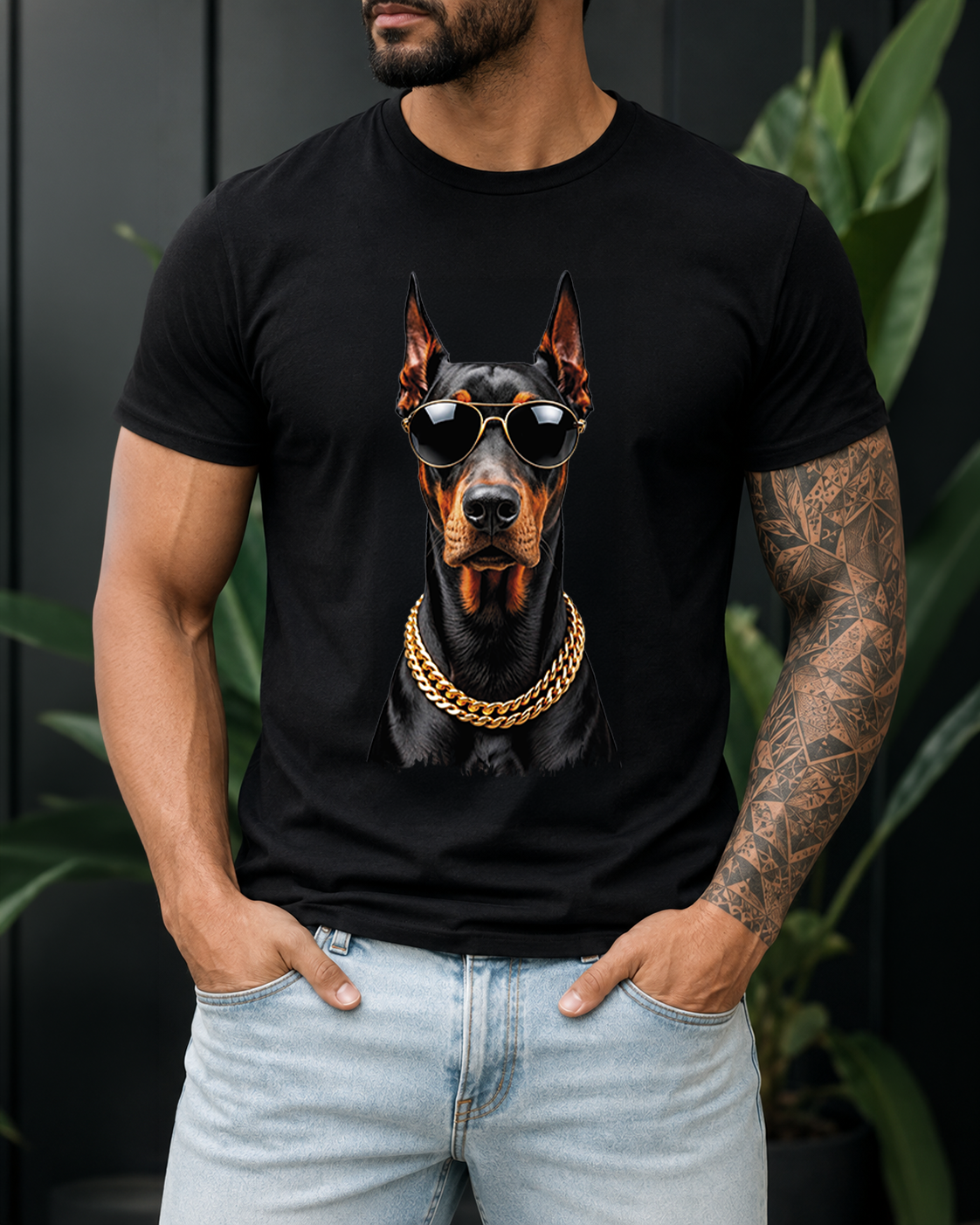 Tricou Barbat Doberman Negru