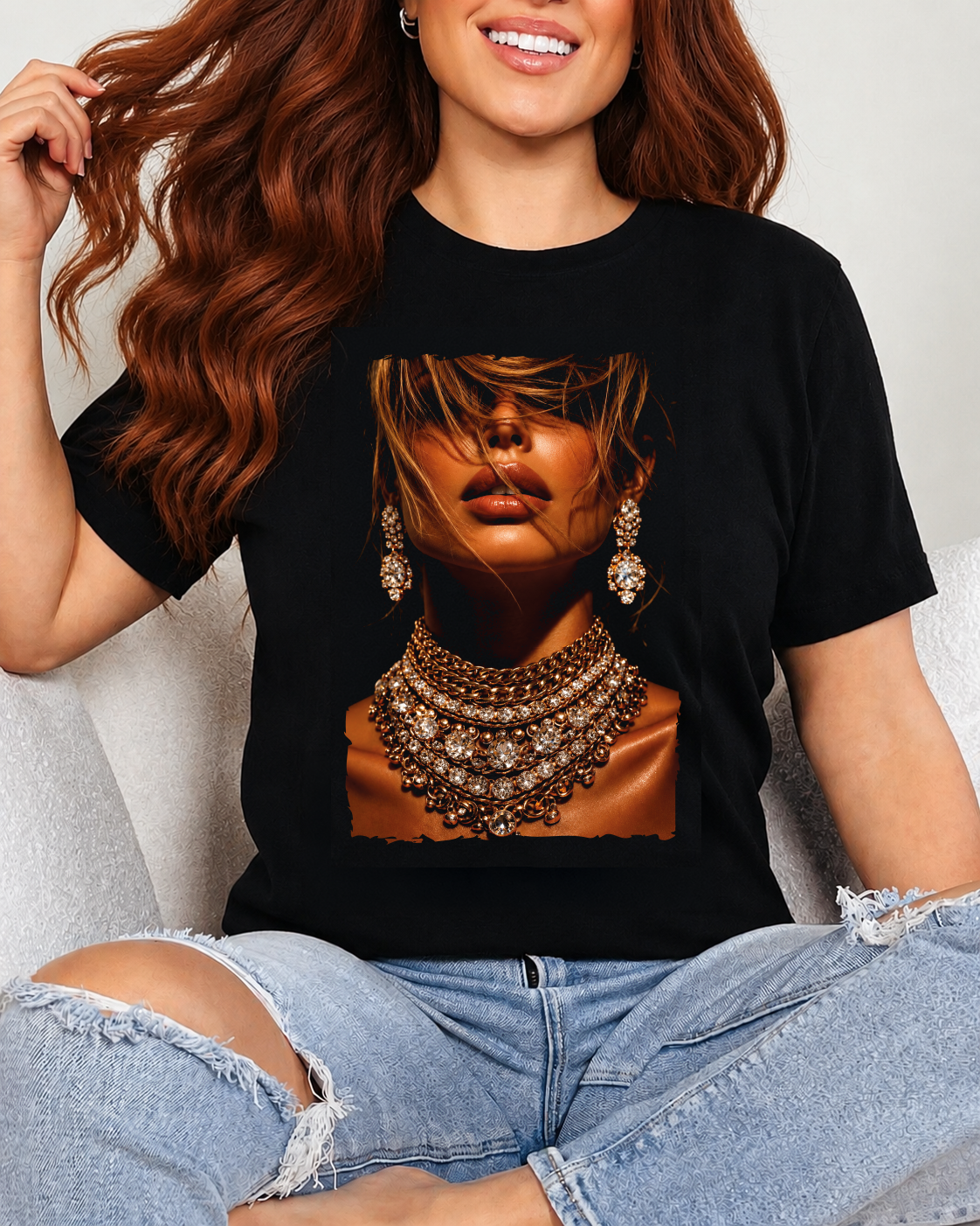 Tricou Dama Golden Glamour Negru
