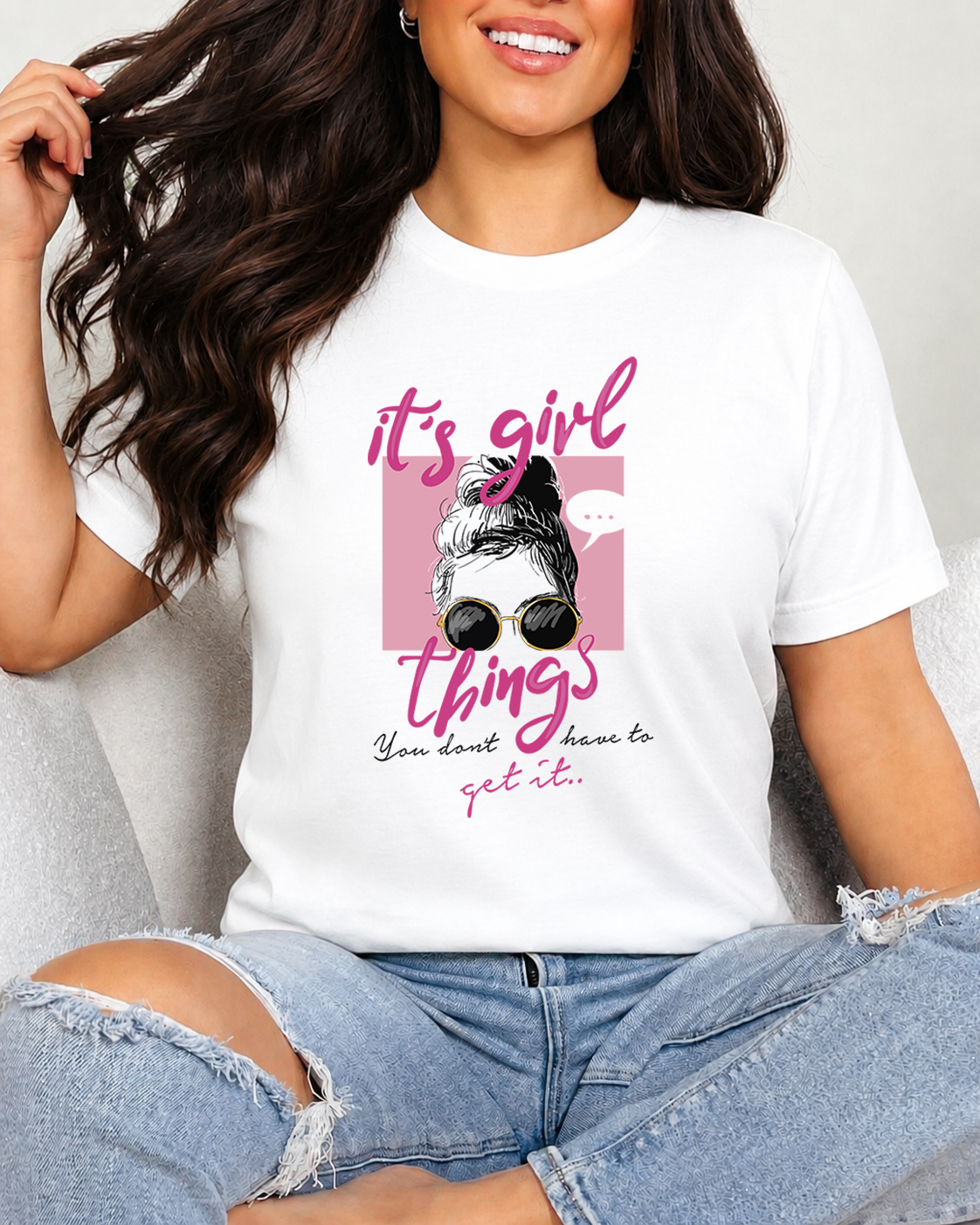 Tricou Dama It's A Girl Thing Alb