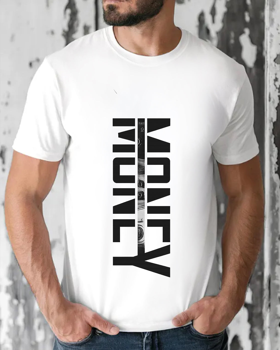 Tricou Barbat Money Alb