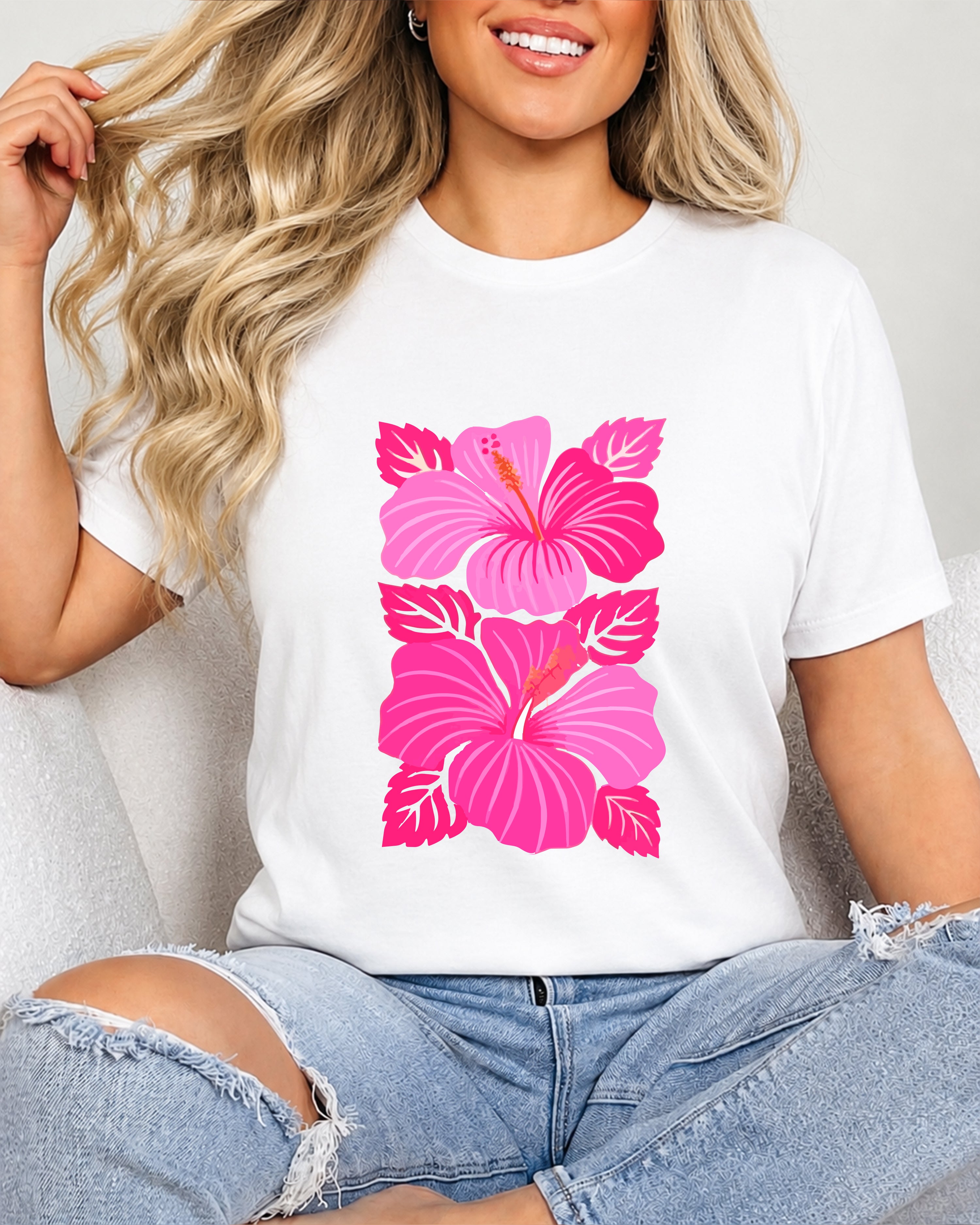 Tricou Dama Pink Lotus Alb