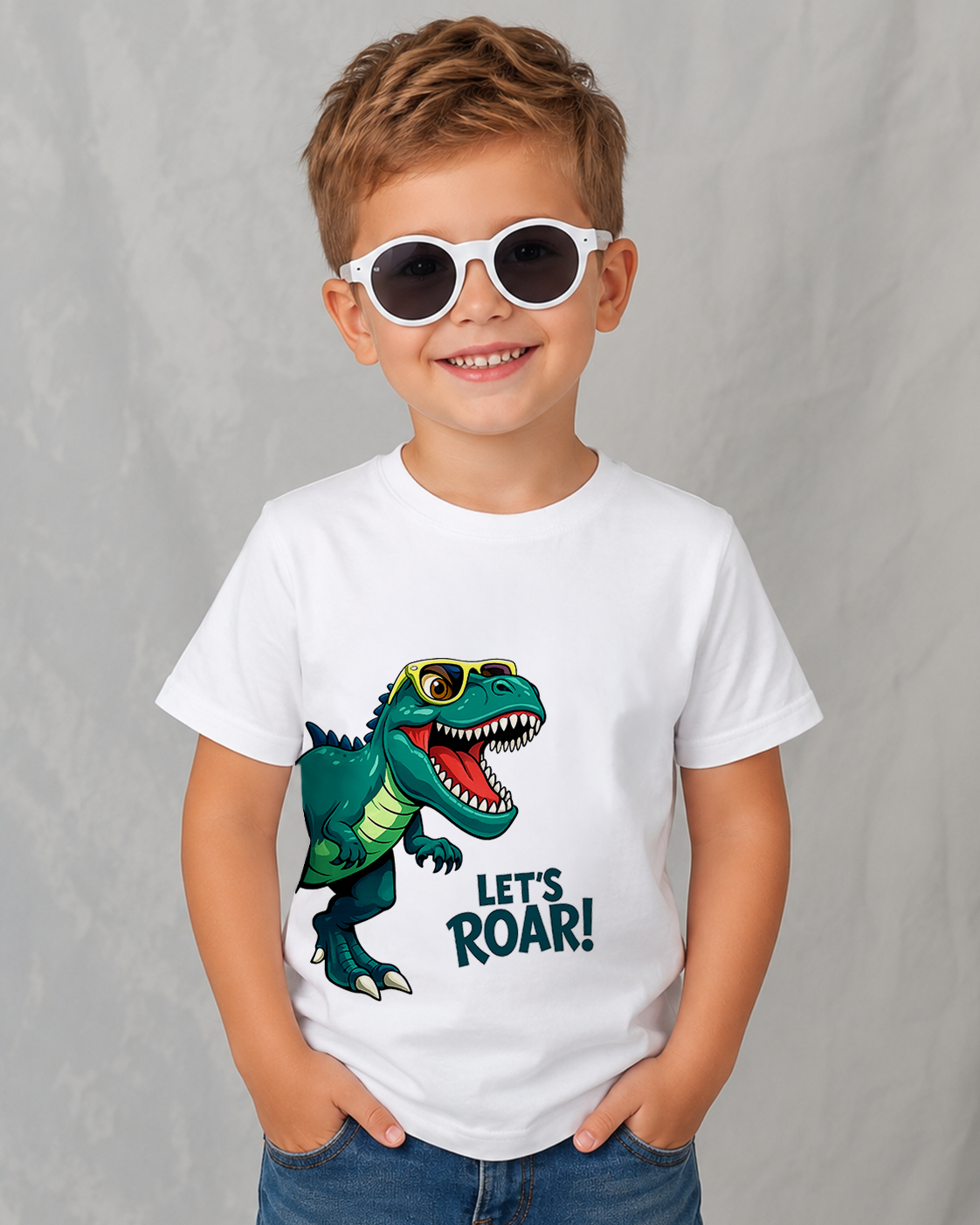 Tricou Copii Let's Roar Alb
