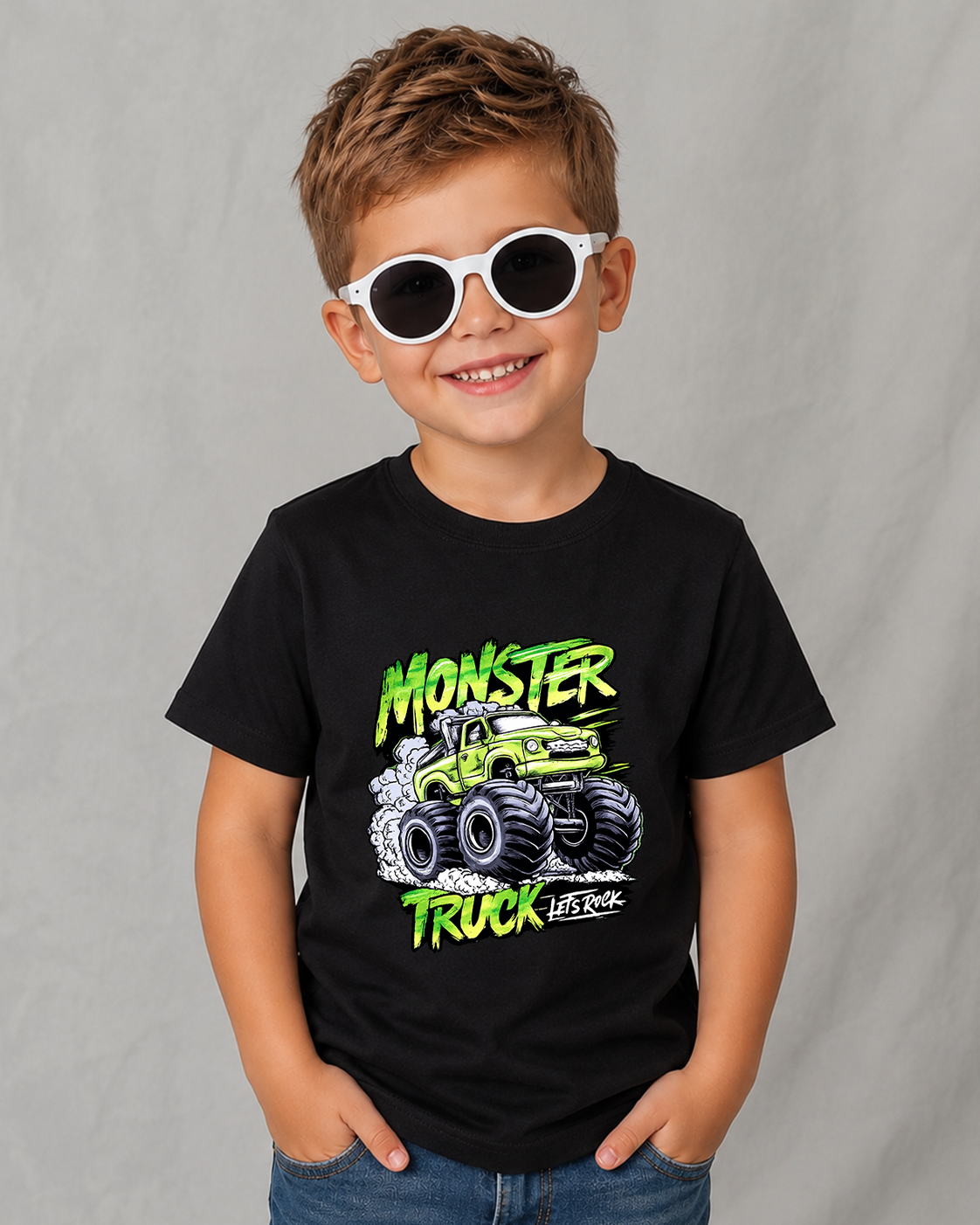 Tricou Copii Monster Truck Green Negru