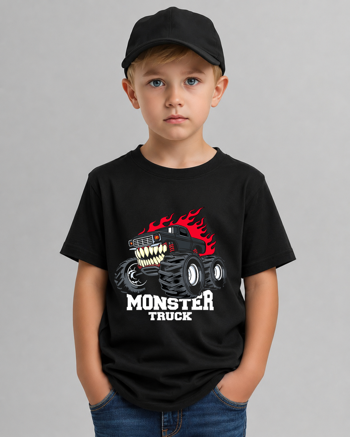 Tricou Copii Monster Truck Red Negru