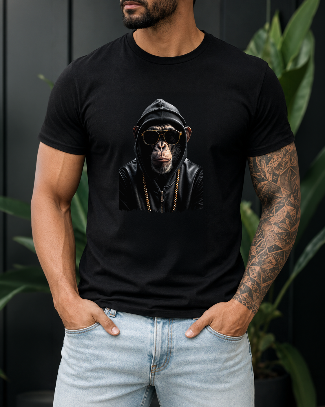Tricou Barbat Urban Monkey Negru