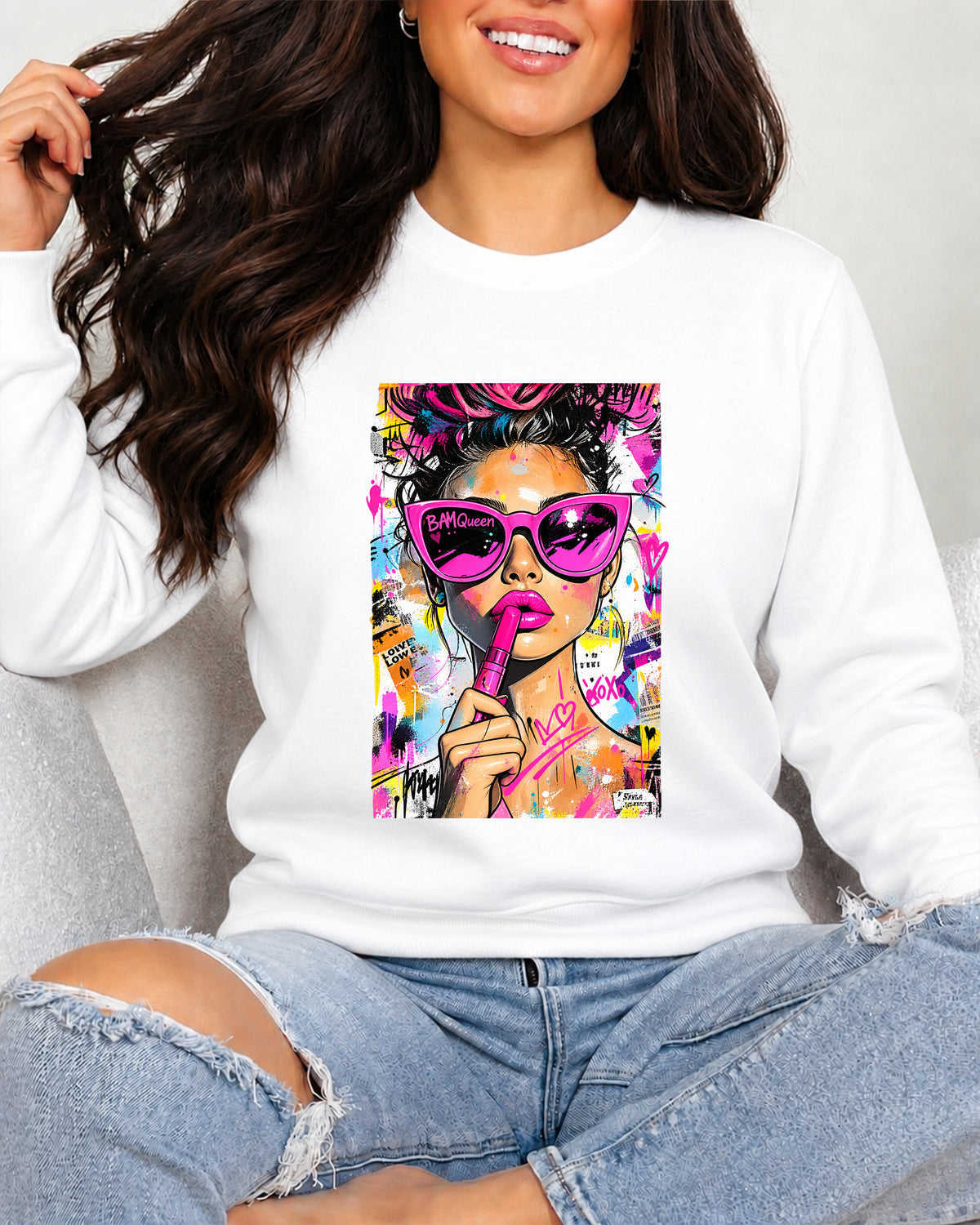 Bluză Damă Pop Art Girl Alb - Unseen