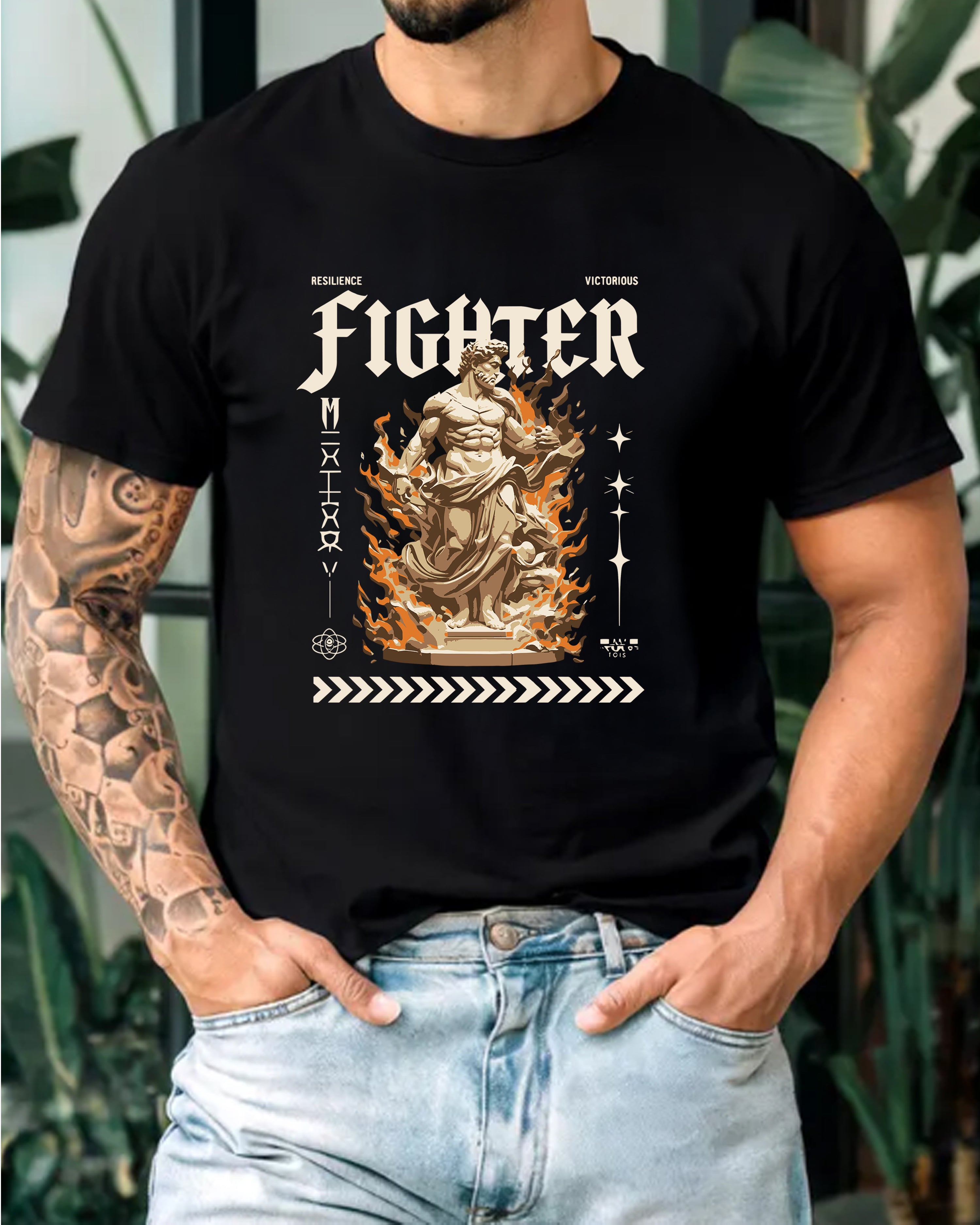 Tricou bartbat Fighter, negru