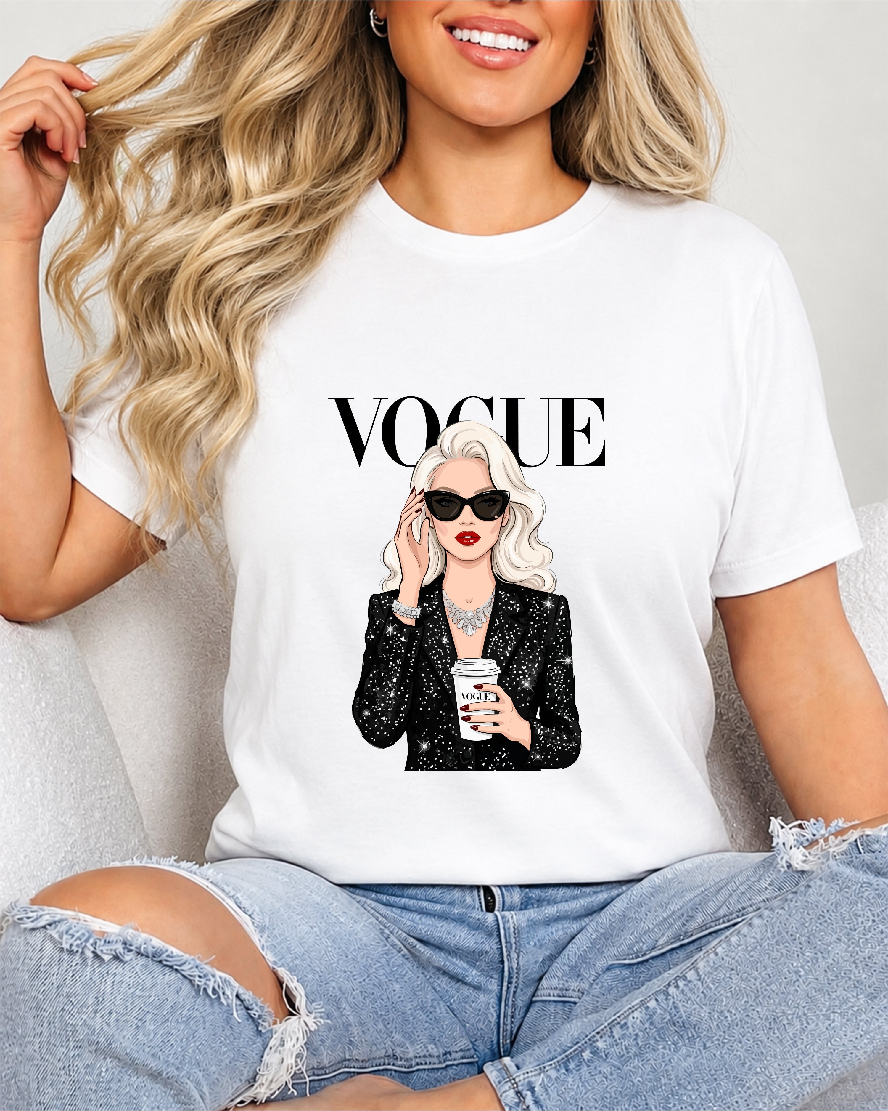 Tricou Dama Vogue Sparkle Alb